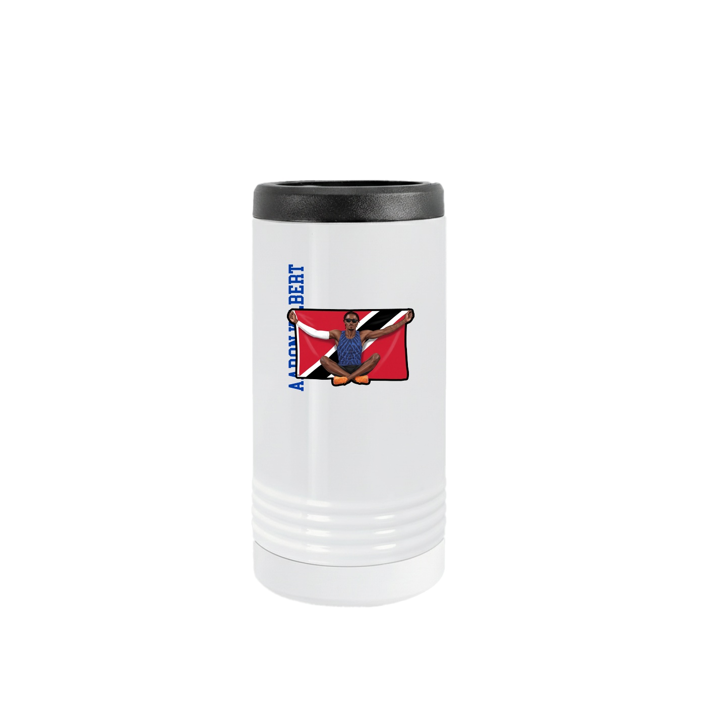 Slim Beverage Holder — Name Vertical in White