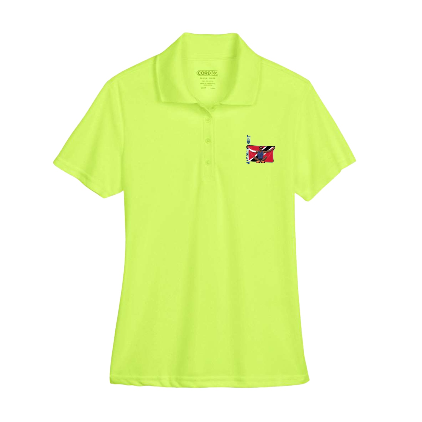 Womens Performance Polo — Name Vertical in Yellow