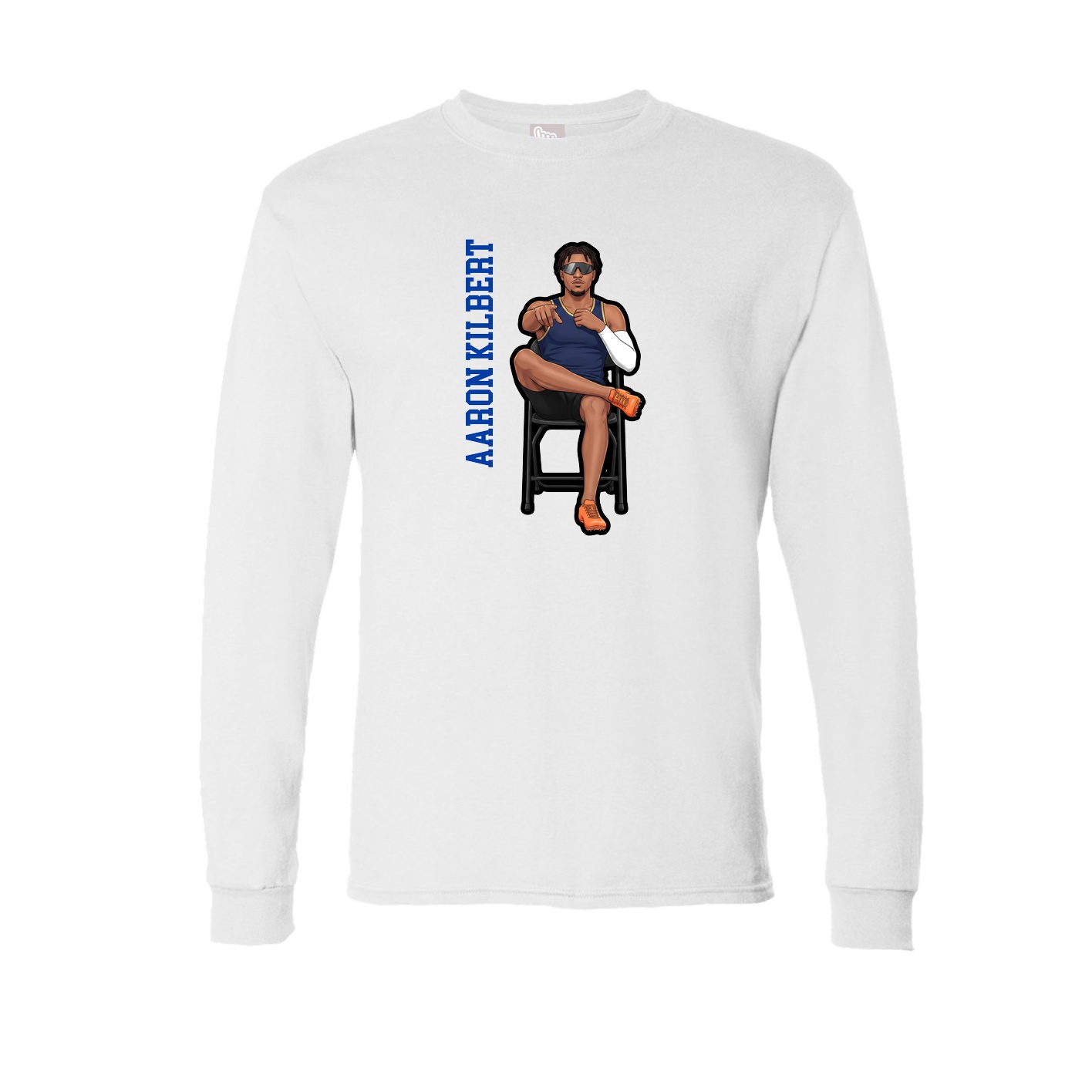 Long Sleeve Tee — Name Vertical in White
