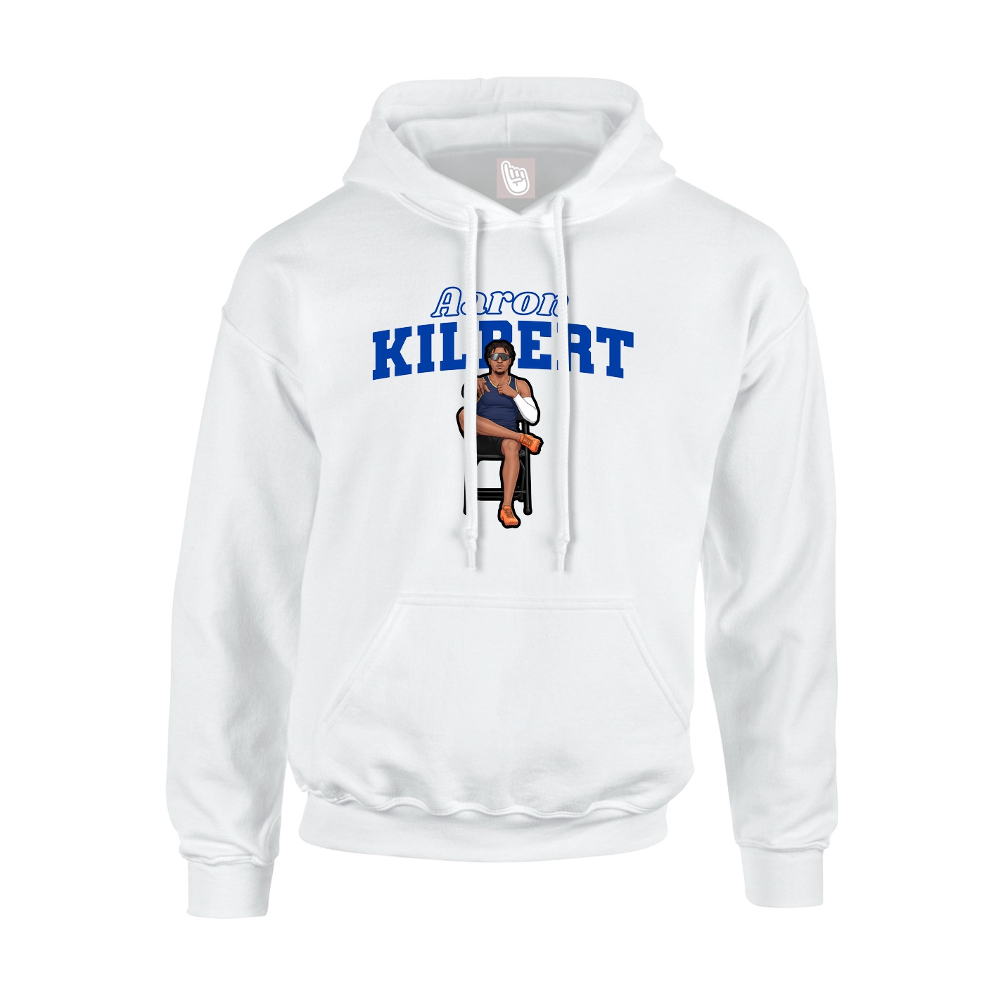 Youth Hoodie — Name Arch in White