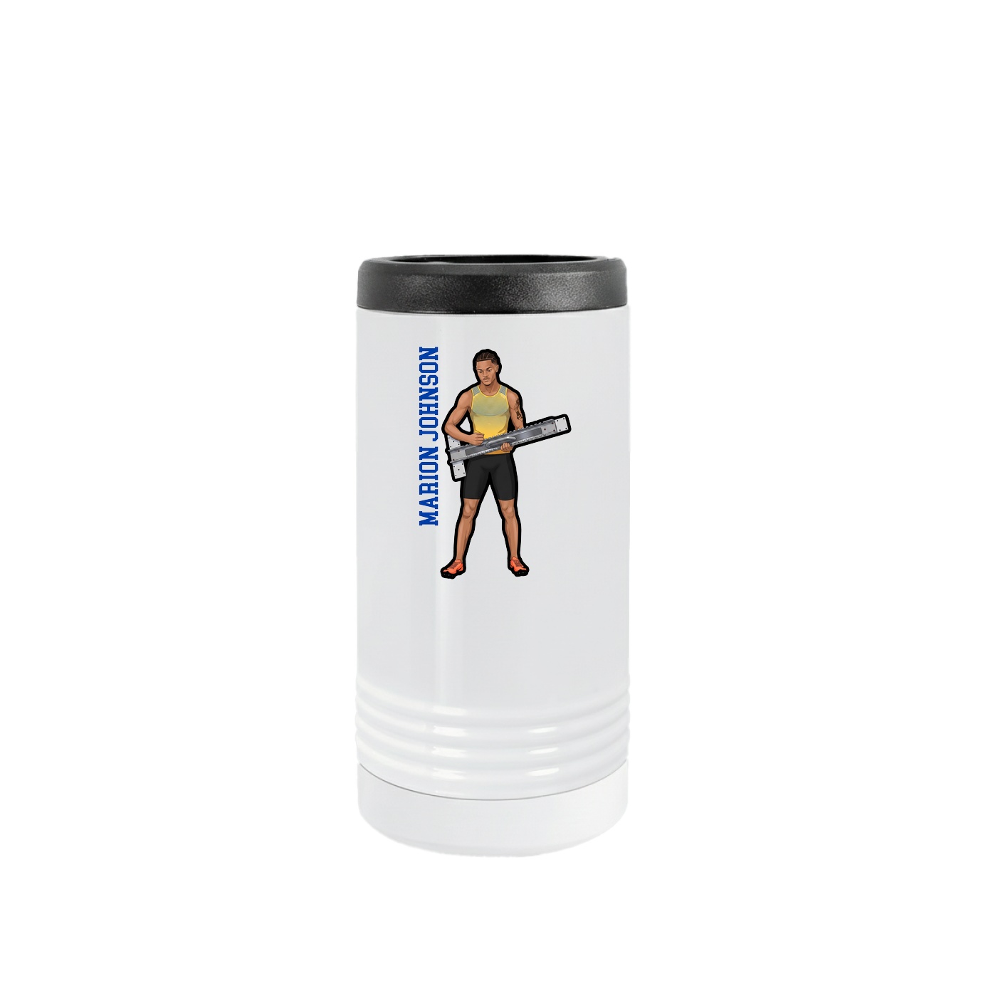 Slim Beverage Holder — Name Vertical in White
