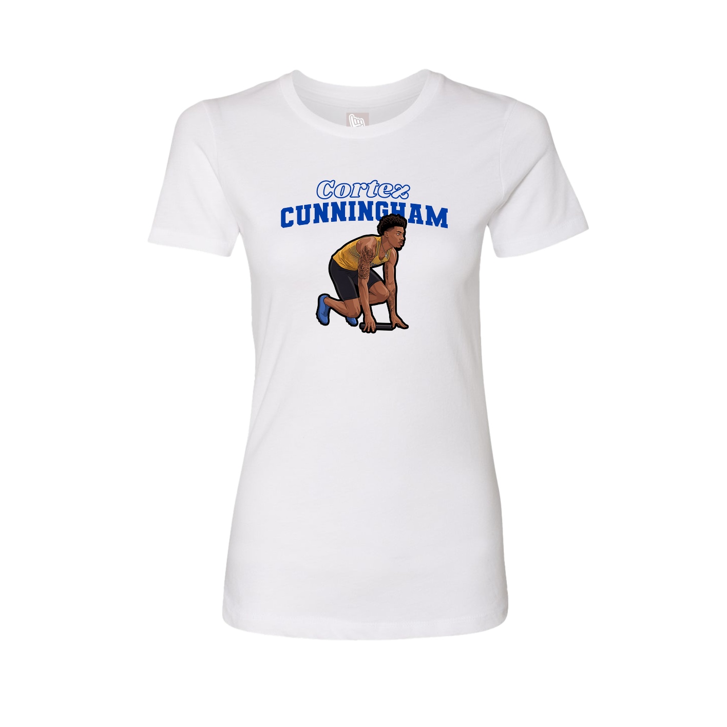 Fitted Women's Tee — Name Arch in White