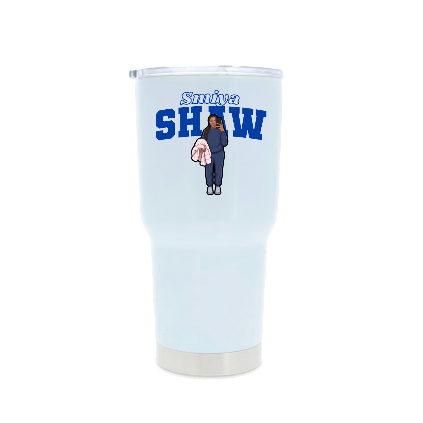 30oz Stainless Steel Tumbler — Name Arch in White