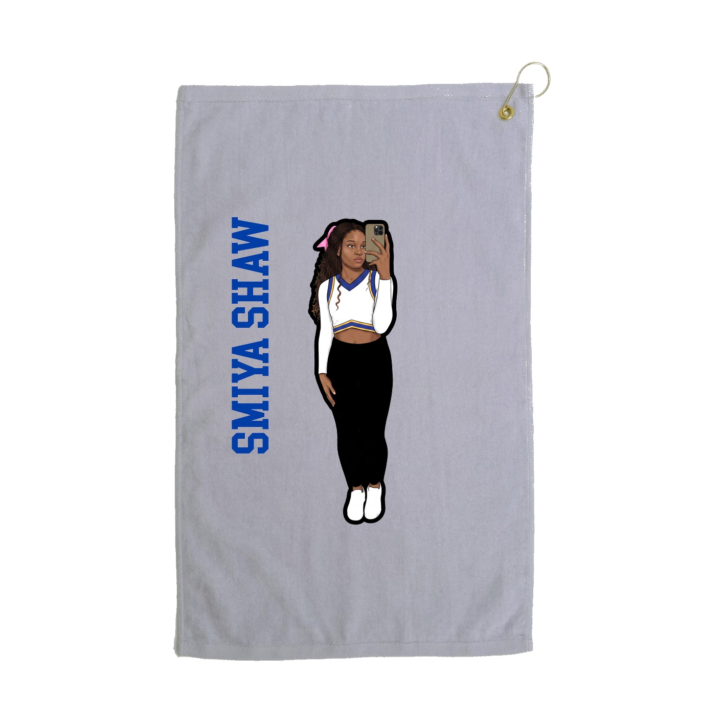 Golf Towel — Name Vertical in Grey