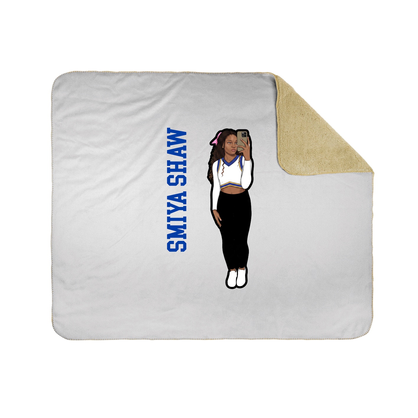 Throw Blanket — Name Vertical in White