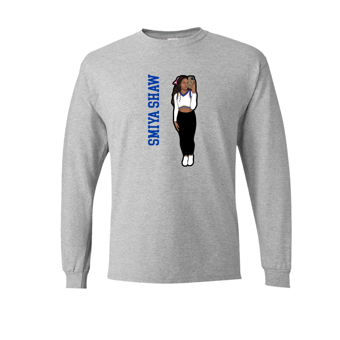 Long Sleeve Tee — Name Vertical in Grey