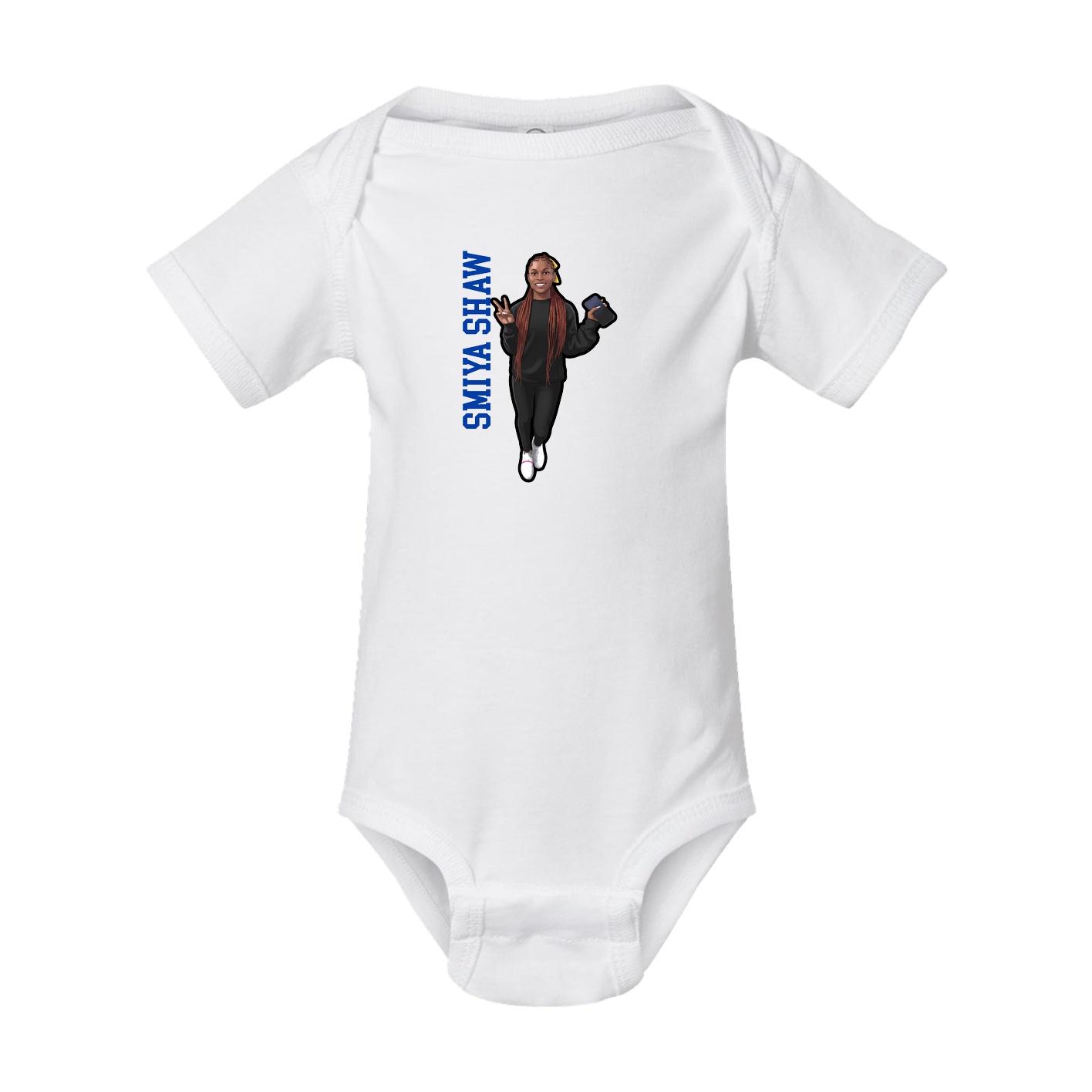 Baby Onesie — Name Vertical in White