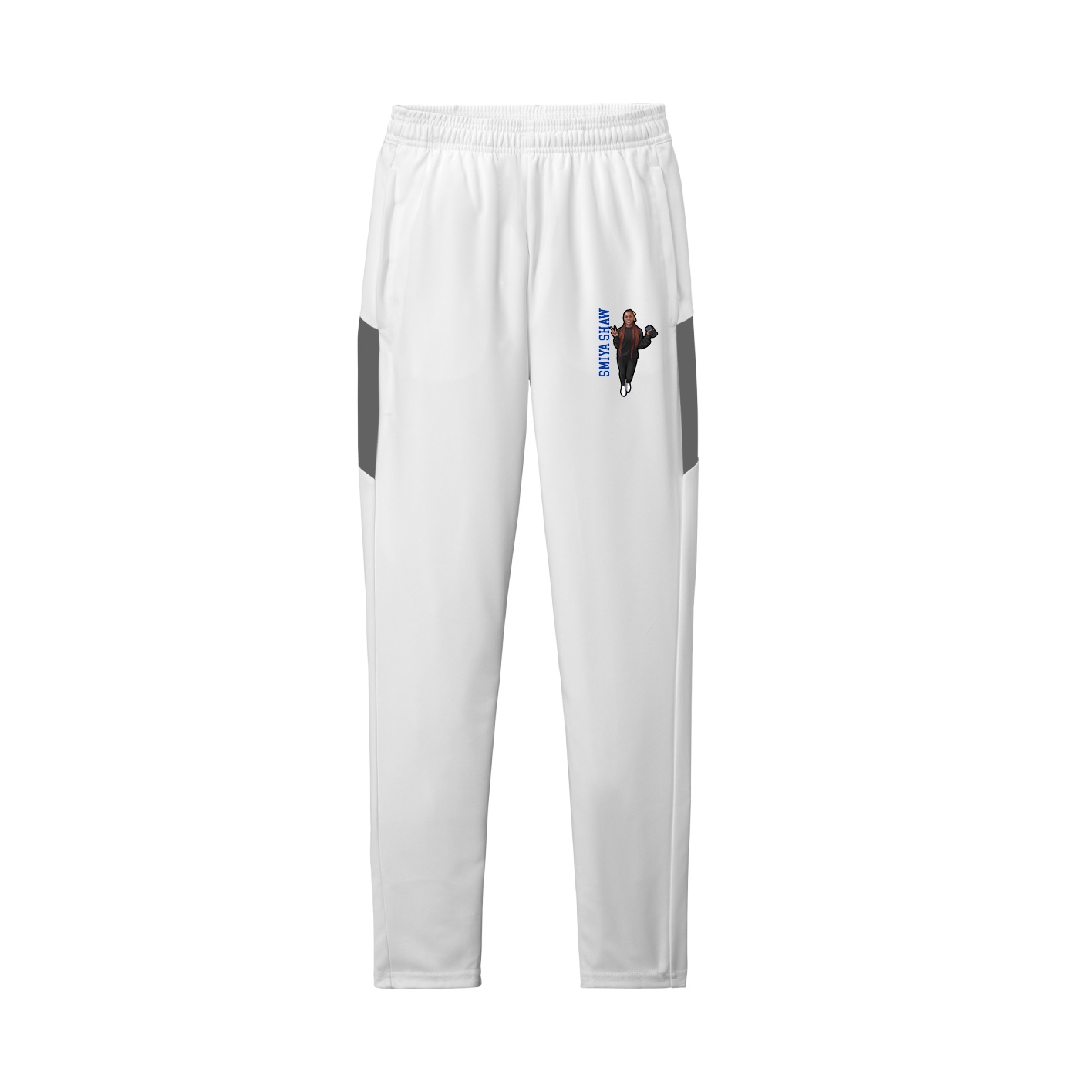 Team Travel Pant — Name Vertical in White/Grey