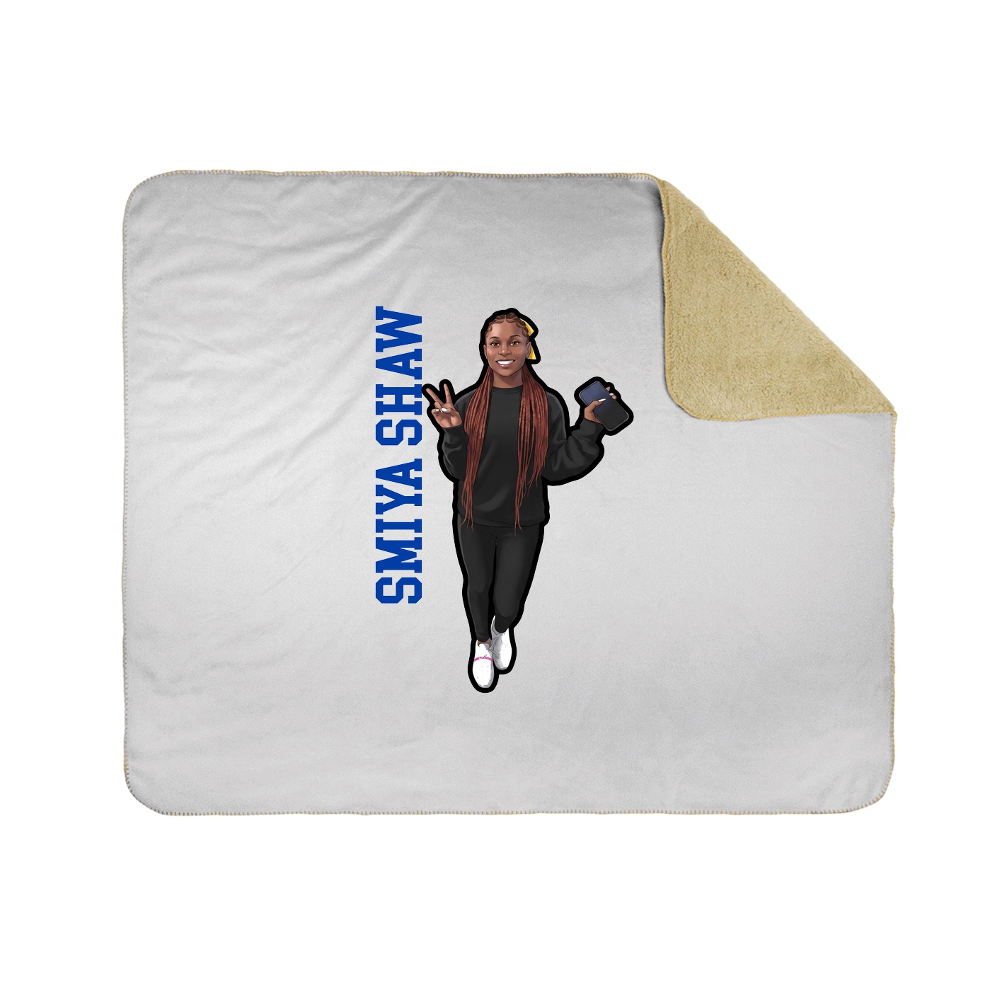 Throw Blanket — Name Vertical in White