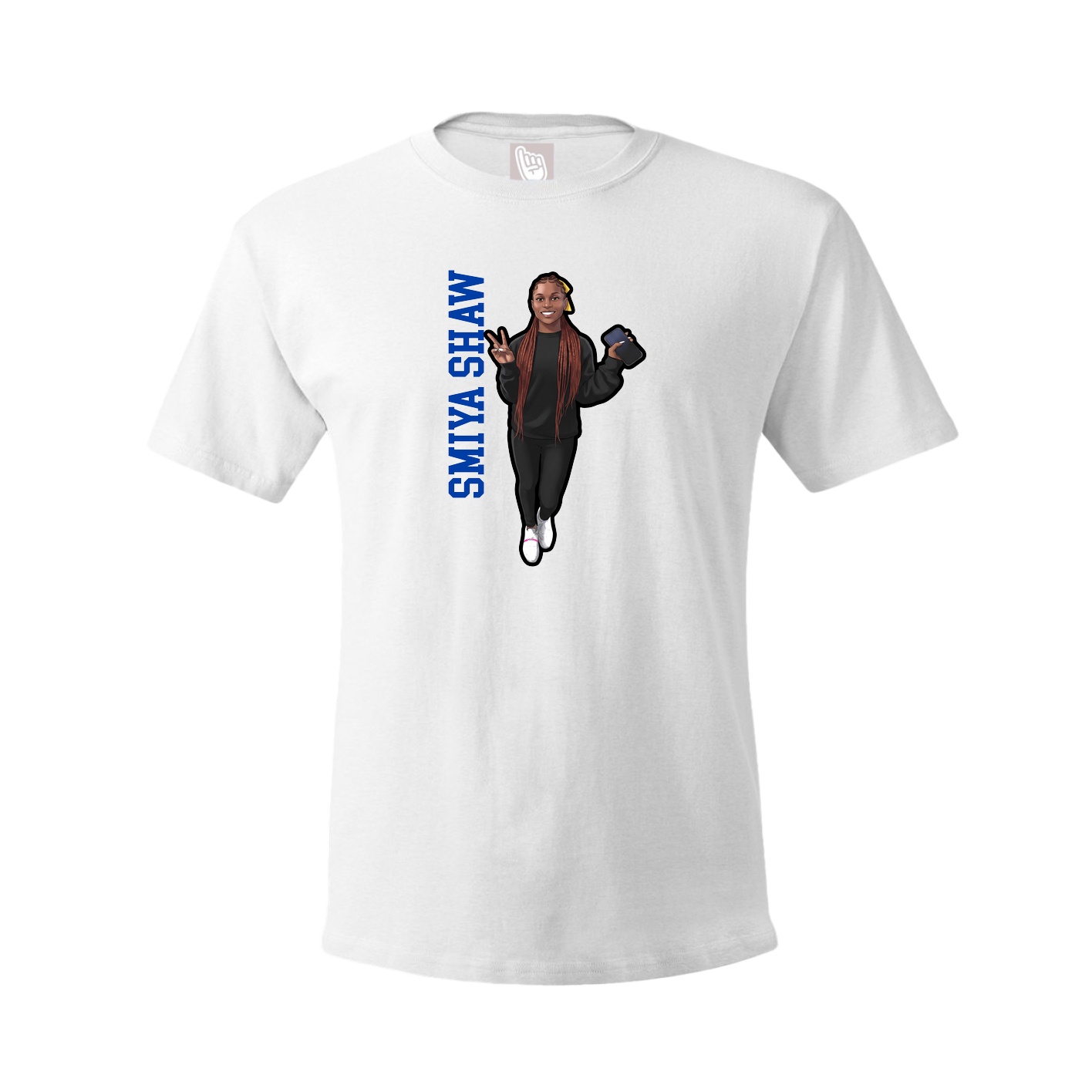 Tee — Name Vertical in White