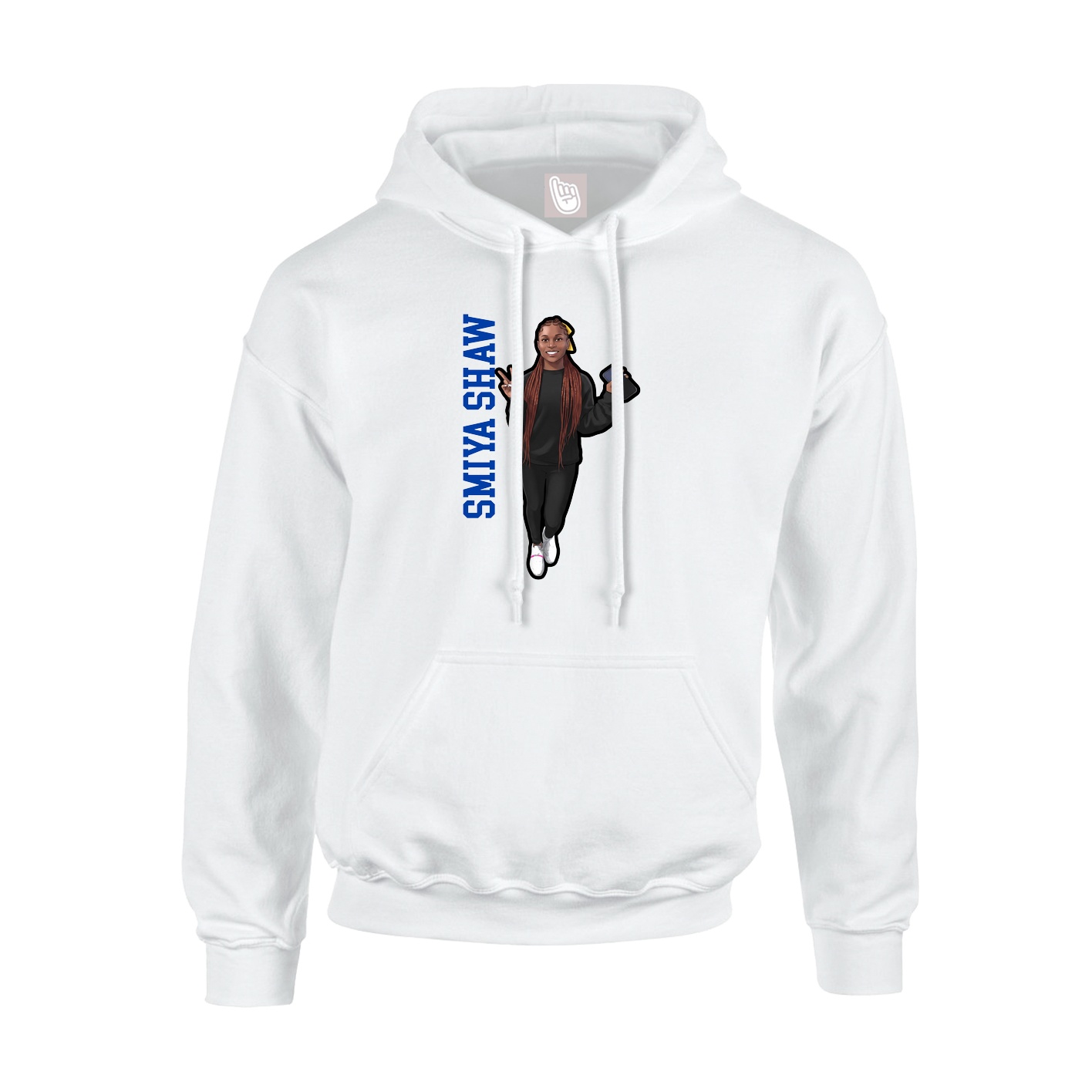 Hoodie — Name Vertical in White