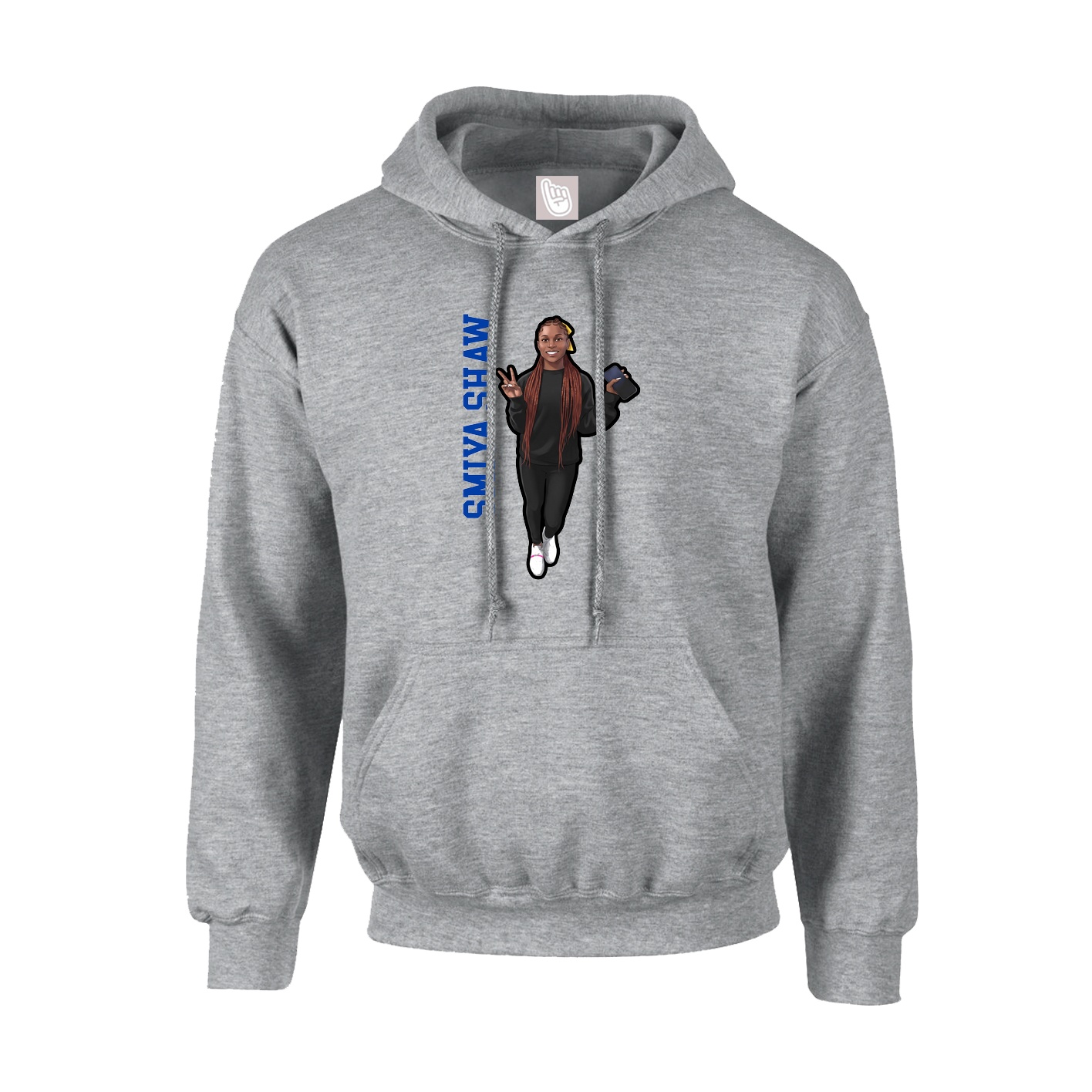 Youth Hoodie — Name Vertical in Grey