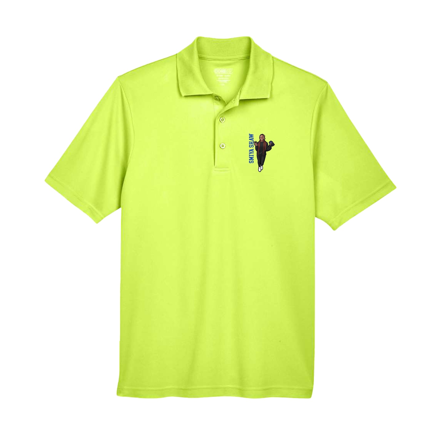 Performance Polo — Name Vertical in Yellow