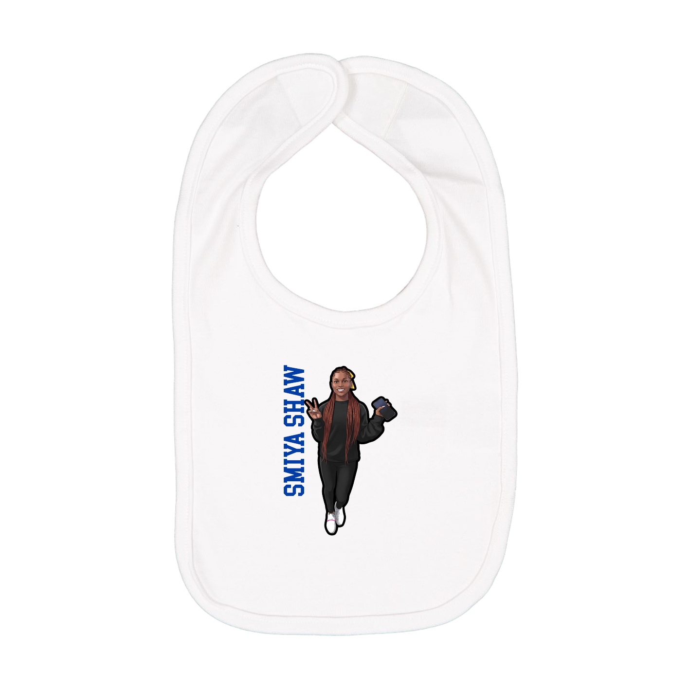 Infant Bib — Name Vertical in White