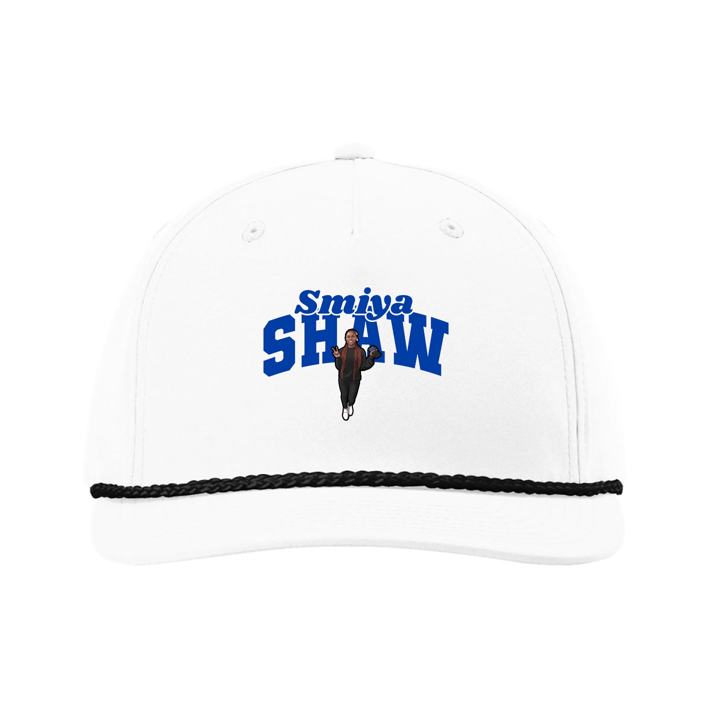 Five-Panel Classic Rope Cap — Signature Arch in White