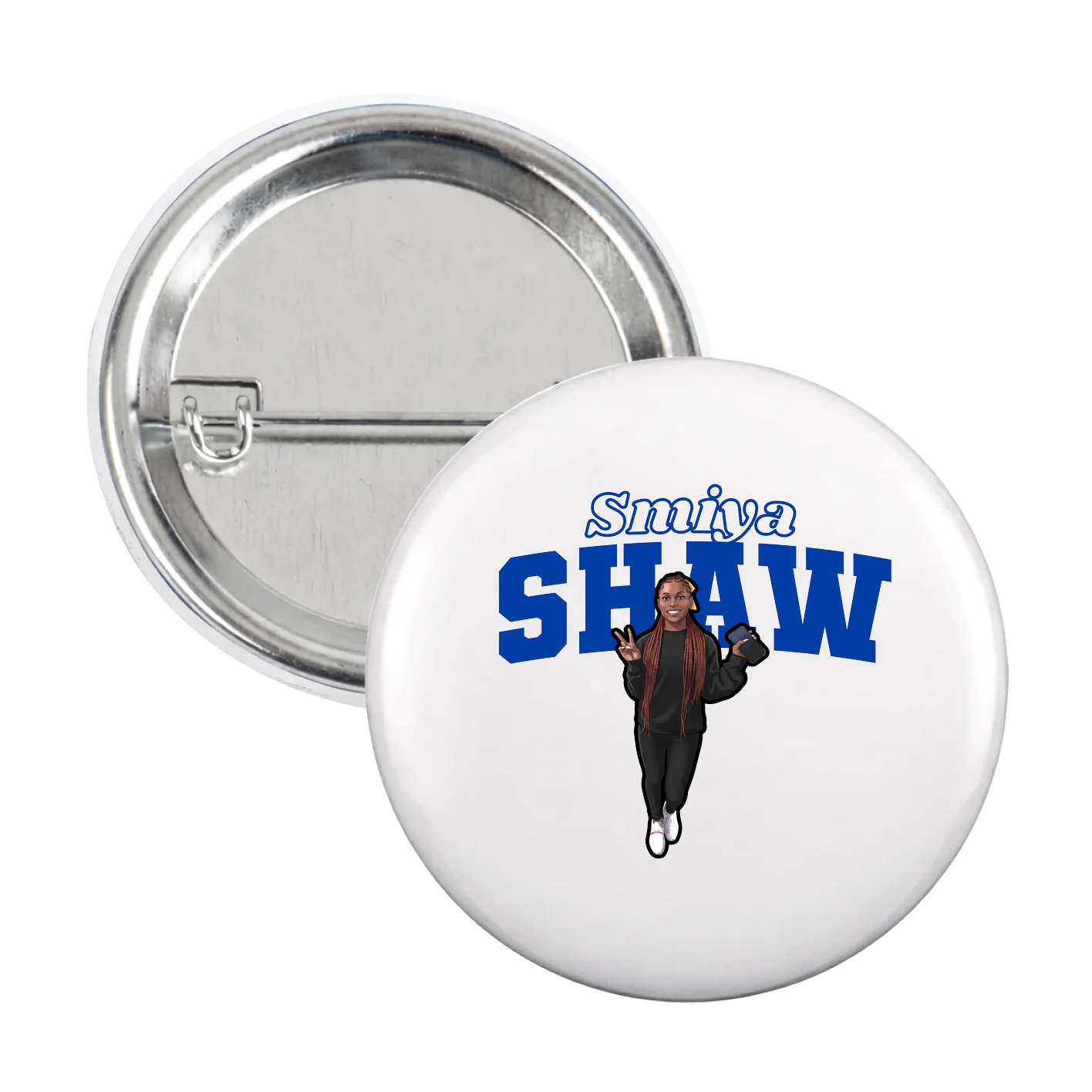 Game Day Button — Name Arch in White