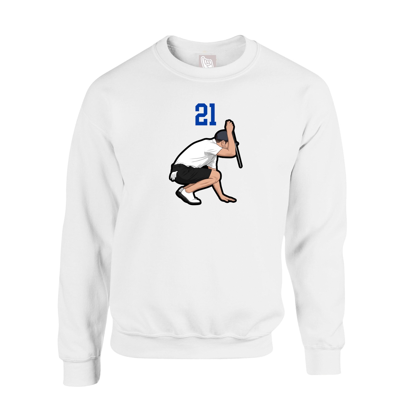 Fleece Crew — Number Top in White