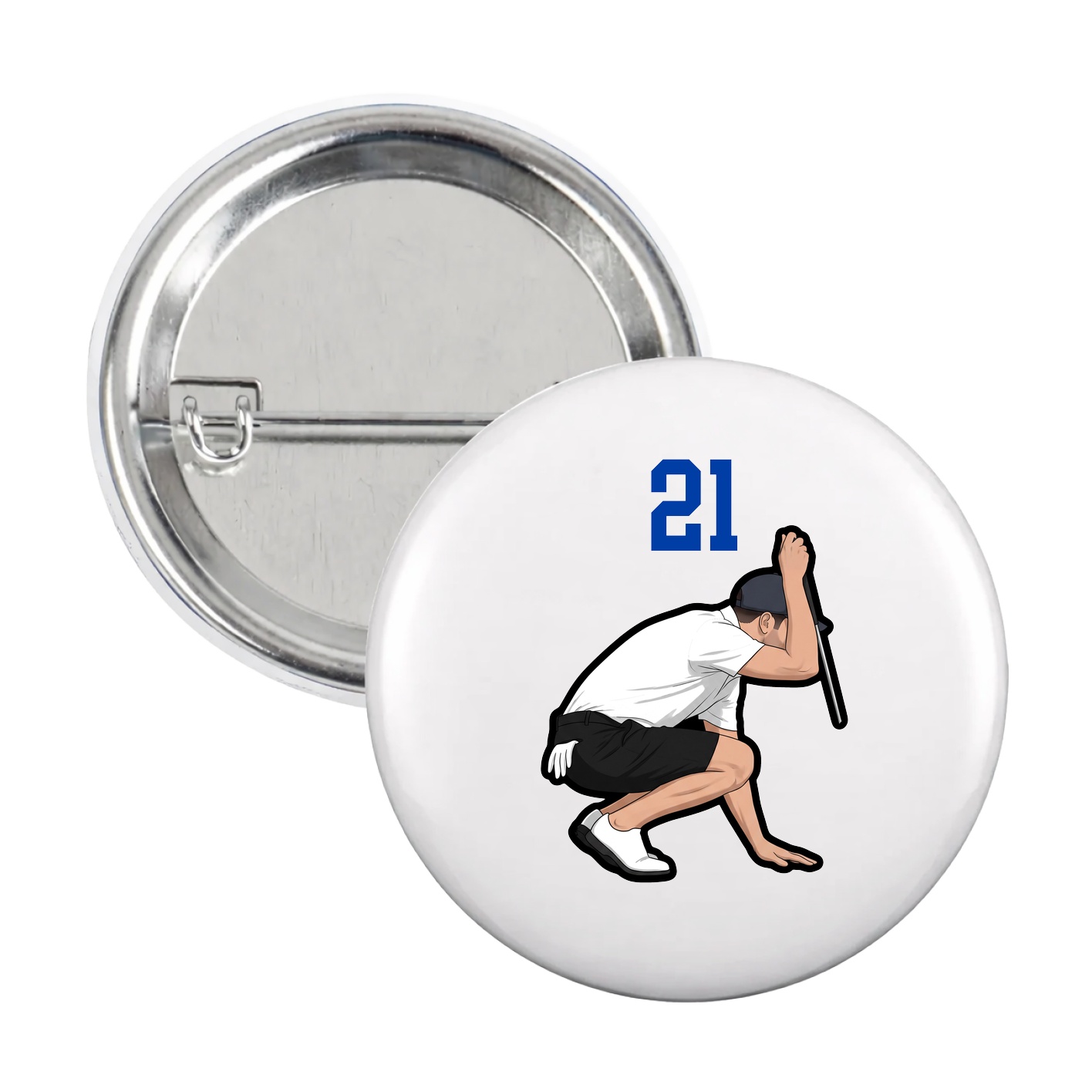 Game Day Button — Number Top in White