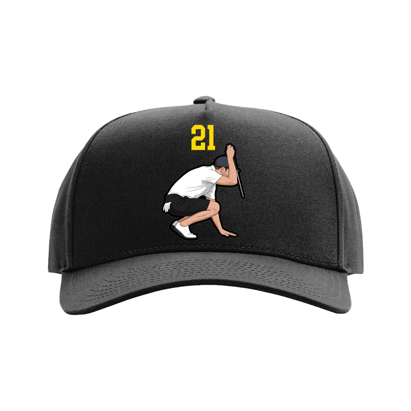 Full Fabric Five-Panel Champ Cap — Number Top in Black