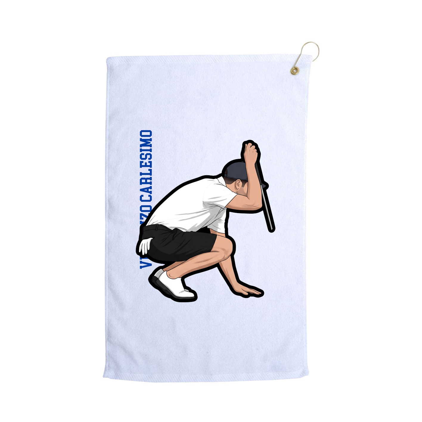 Golf Towel — Name Vertical in White