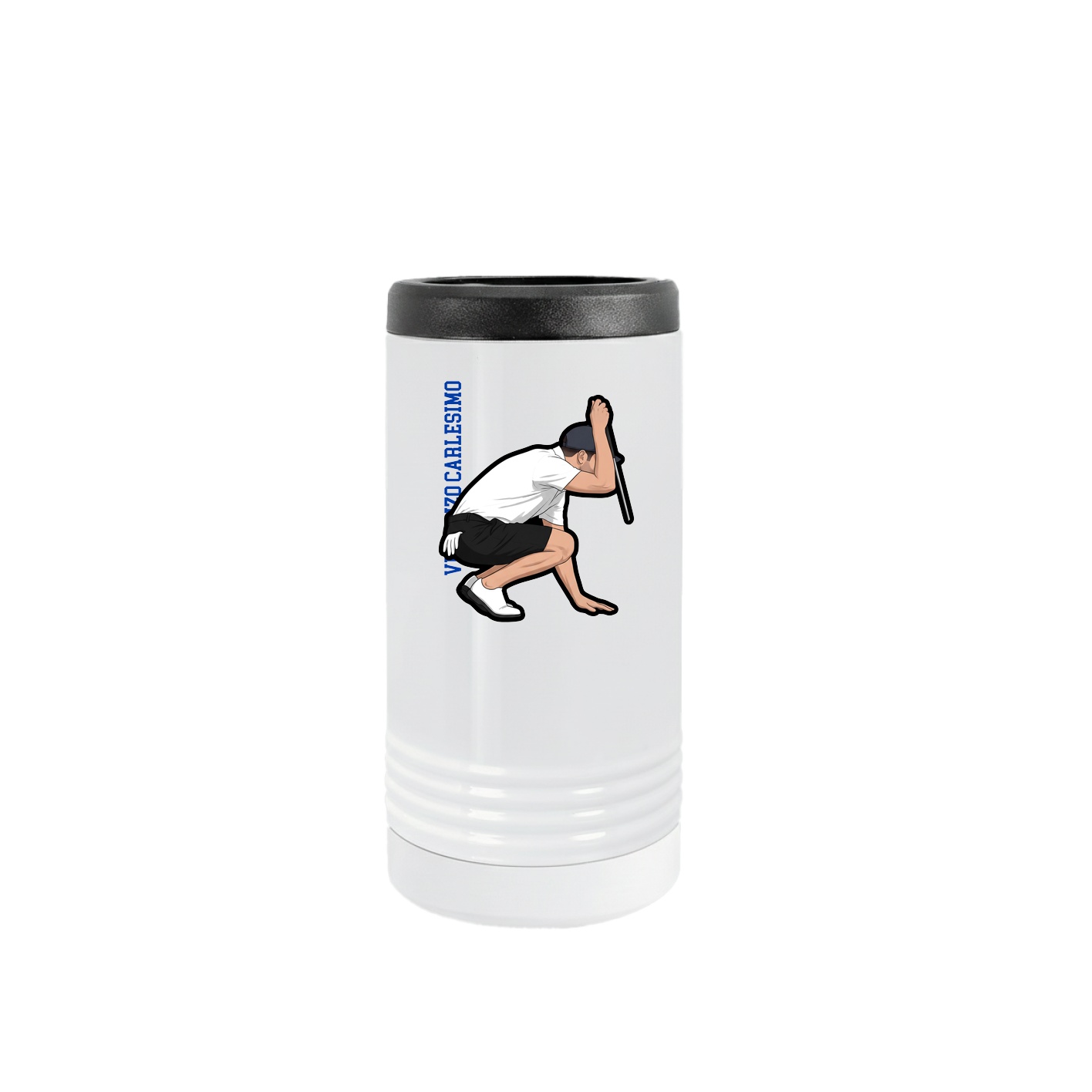Slim Beverage Holder — Name Vertical in White