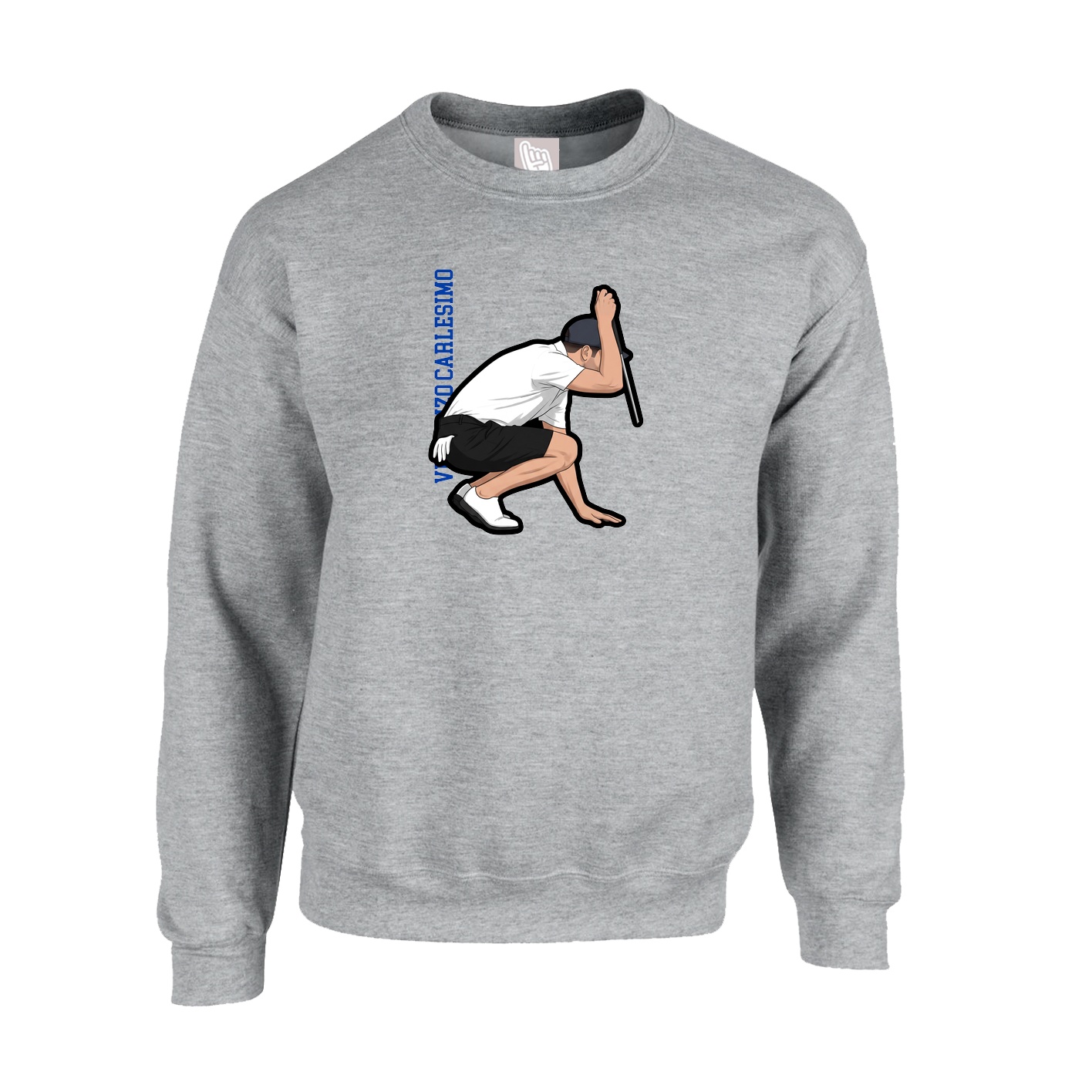 Fleece Crew — Name Vertical in Grey
