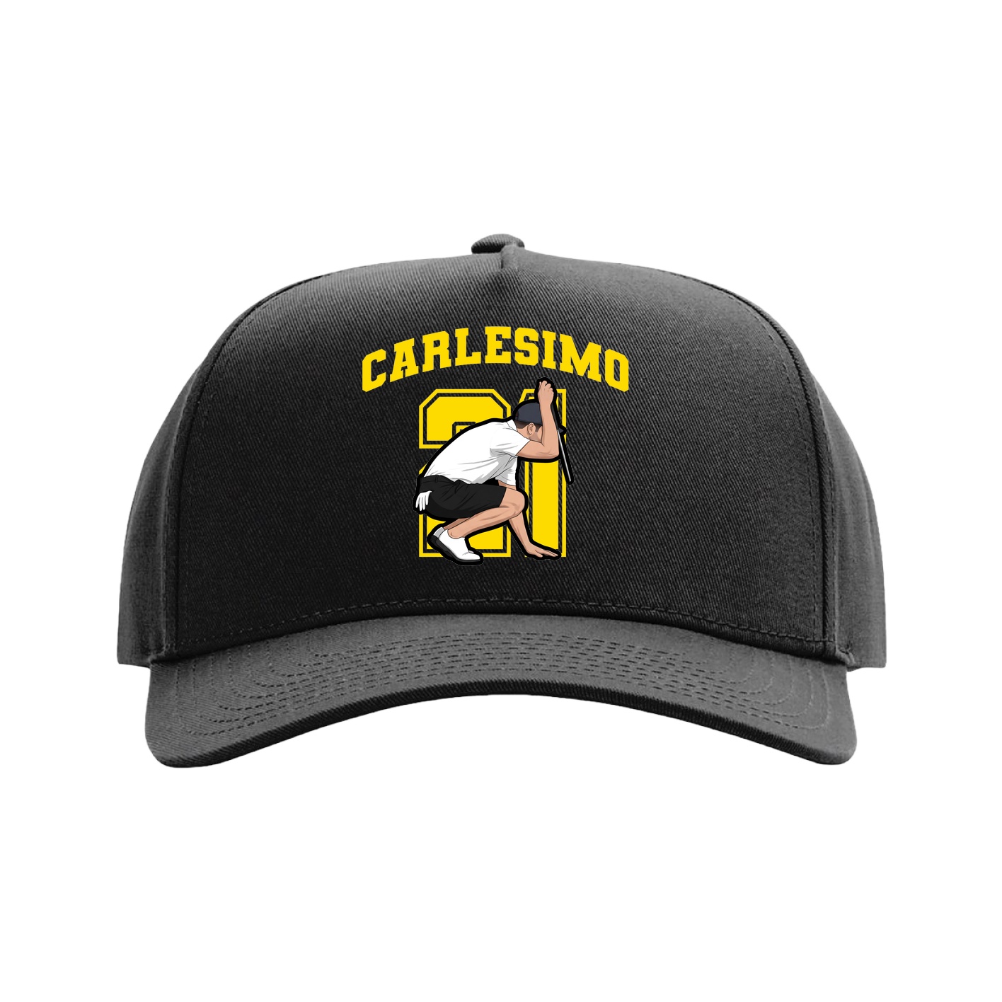 Full Fabric Five-Panel Champ Cap — Number in Black