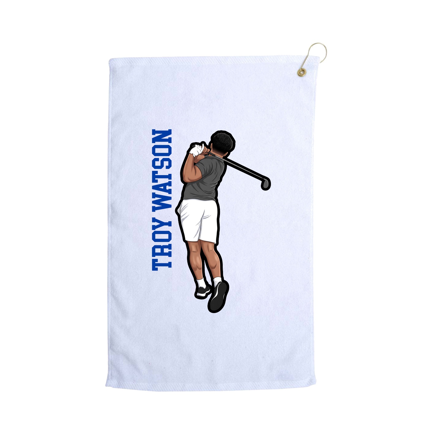 Golf Towel — Name Vertical in White