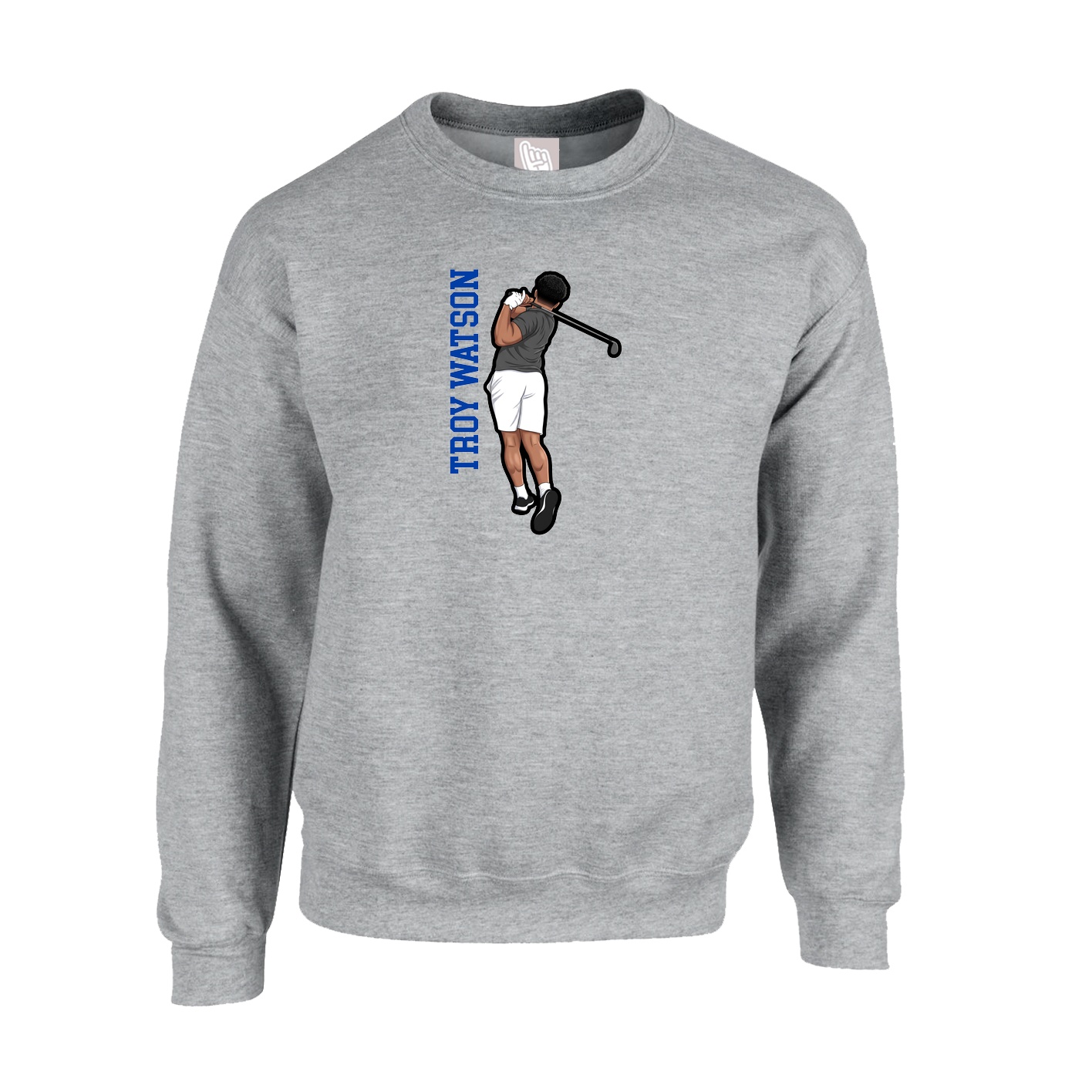 Fleece Crew — Name Vertical in Grey