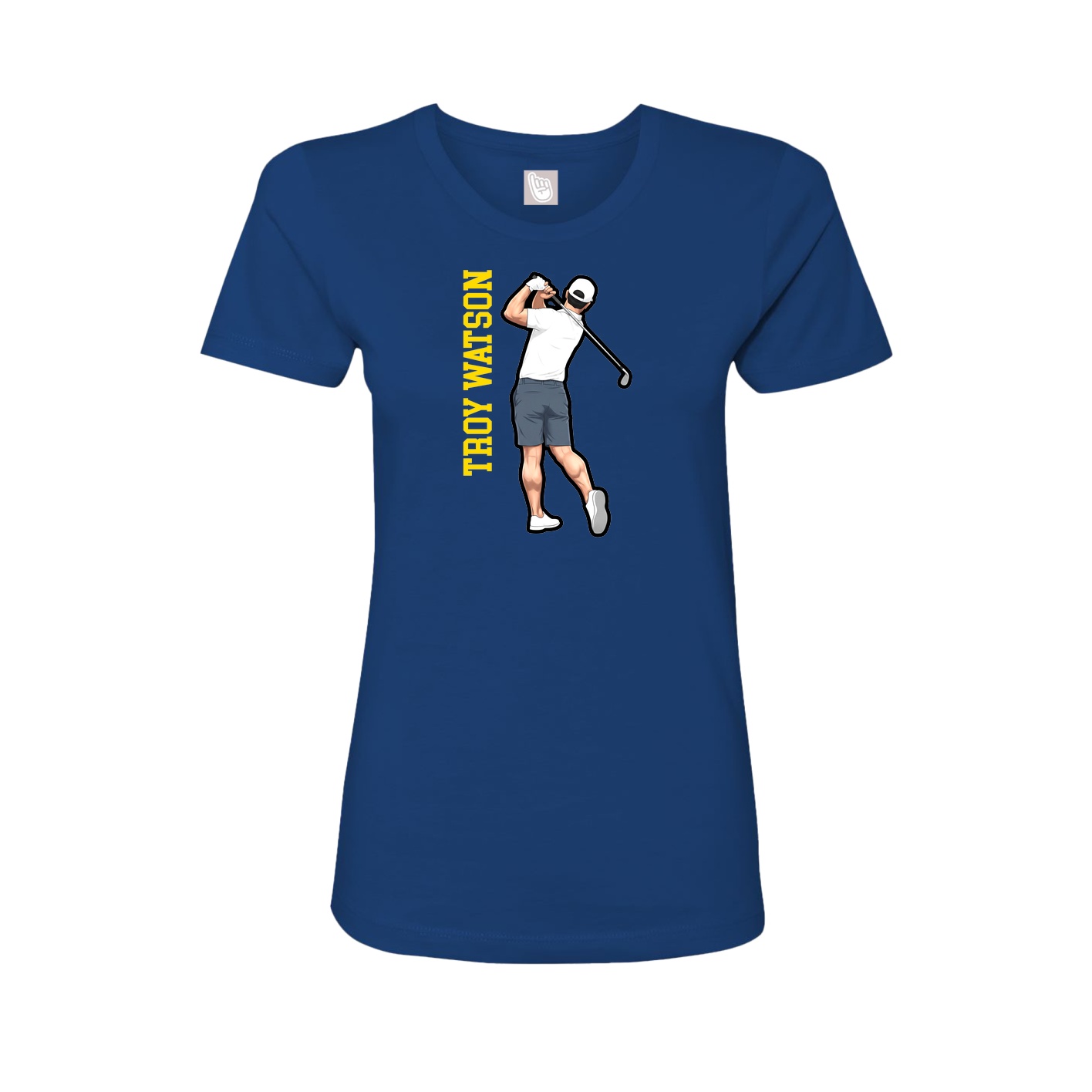 Fitted Women's Tee — Name Vertical in Royal