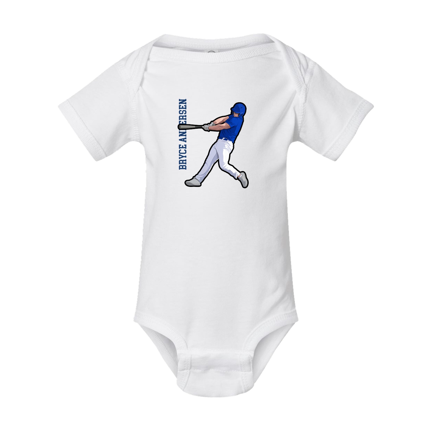 Baby Onesie — Name Vertical in White
