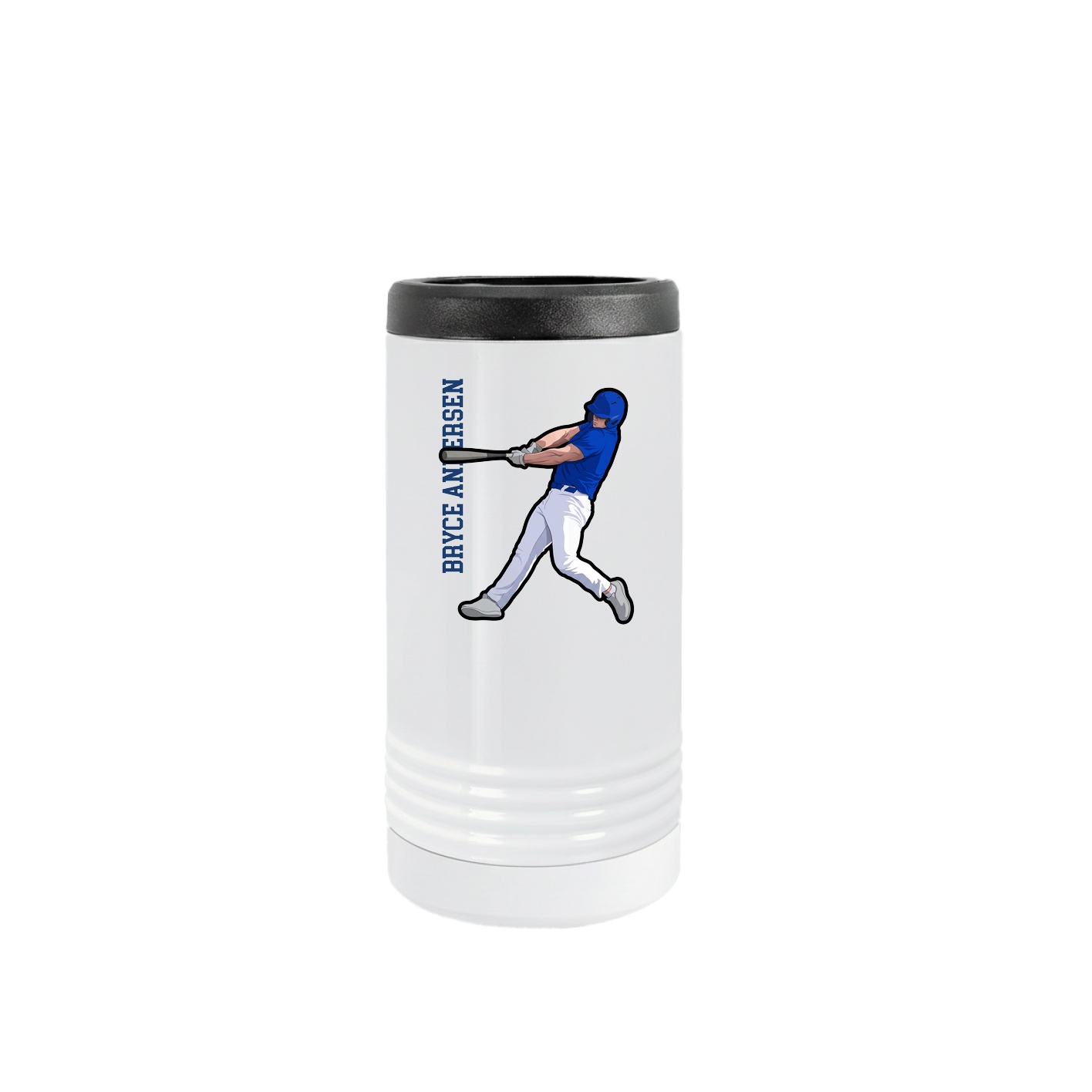 Slim Beverage Holder — Name Vertical in White