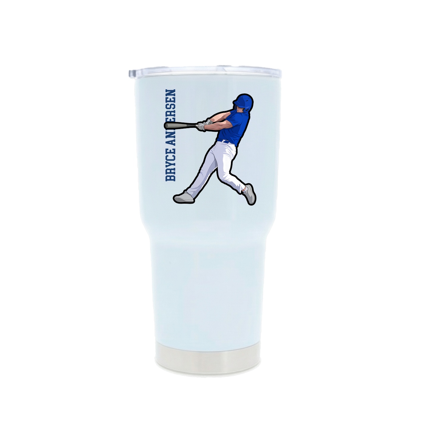 30oz Stainless Steel Tumbler — Name Vertical in White