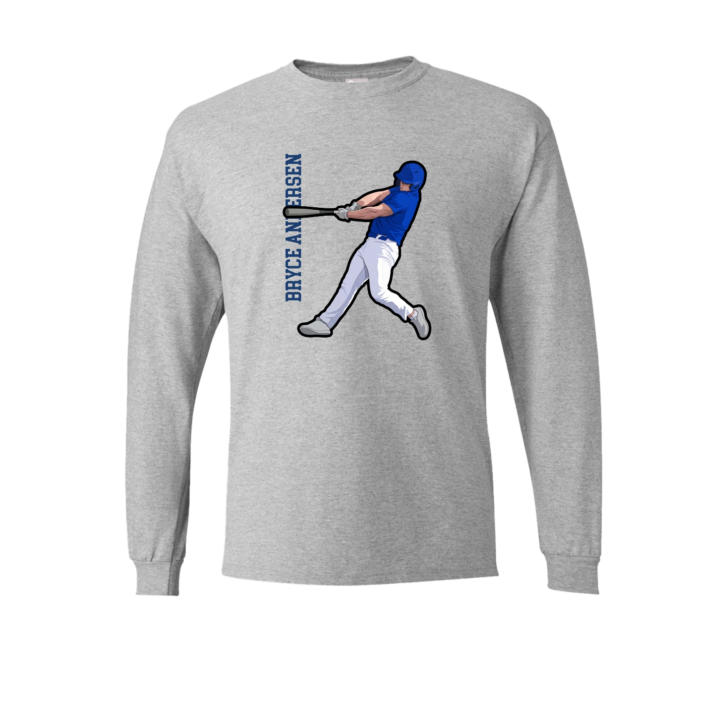 Long Sleeve Tee — Name Vertical in Grey