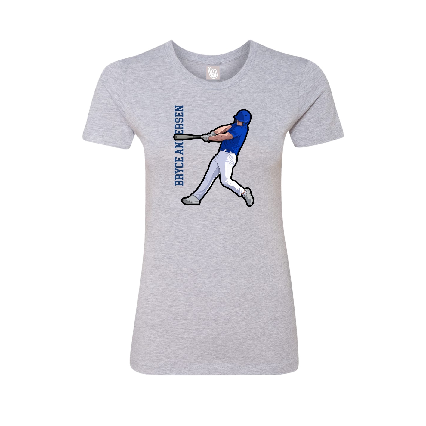 Fitted Women's Tee — Name Vertical in Grey