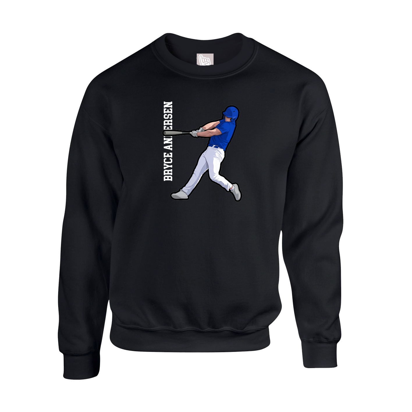 Fleece Crew — Name Vertical in Black
