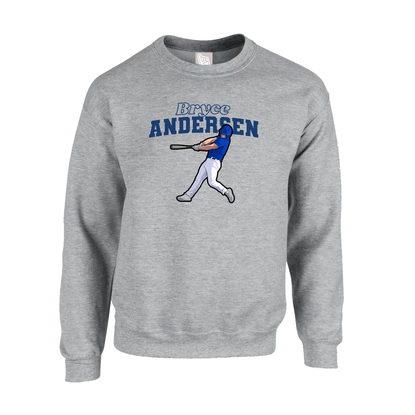 Fleece Crew — Name Arch in Grey