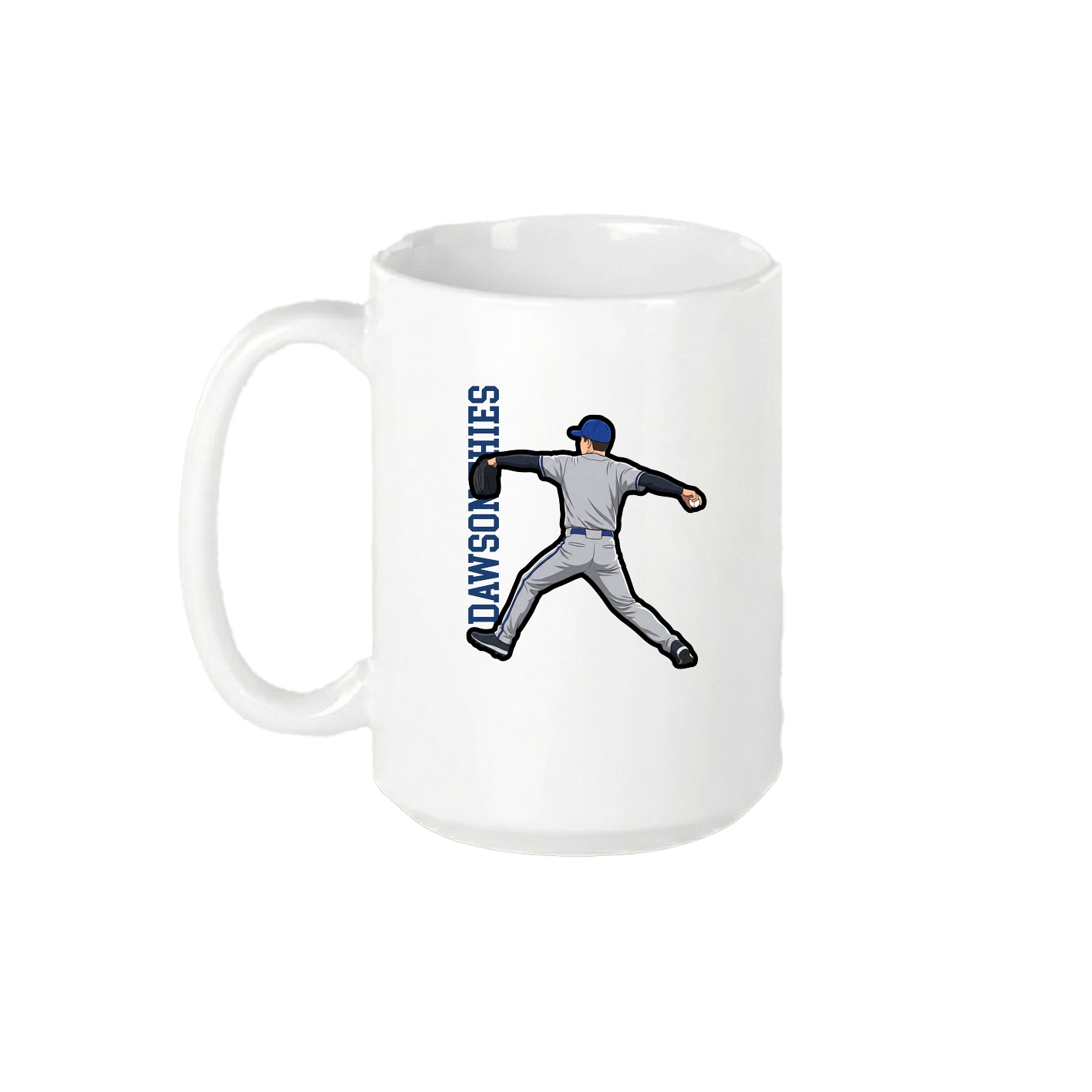15oz Coffee Mug — Name Vertical in White