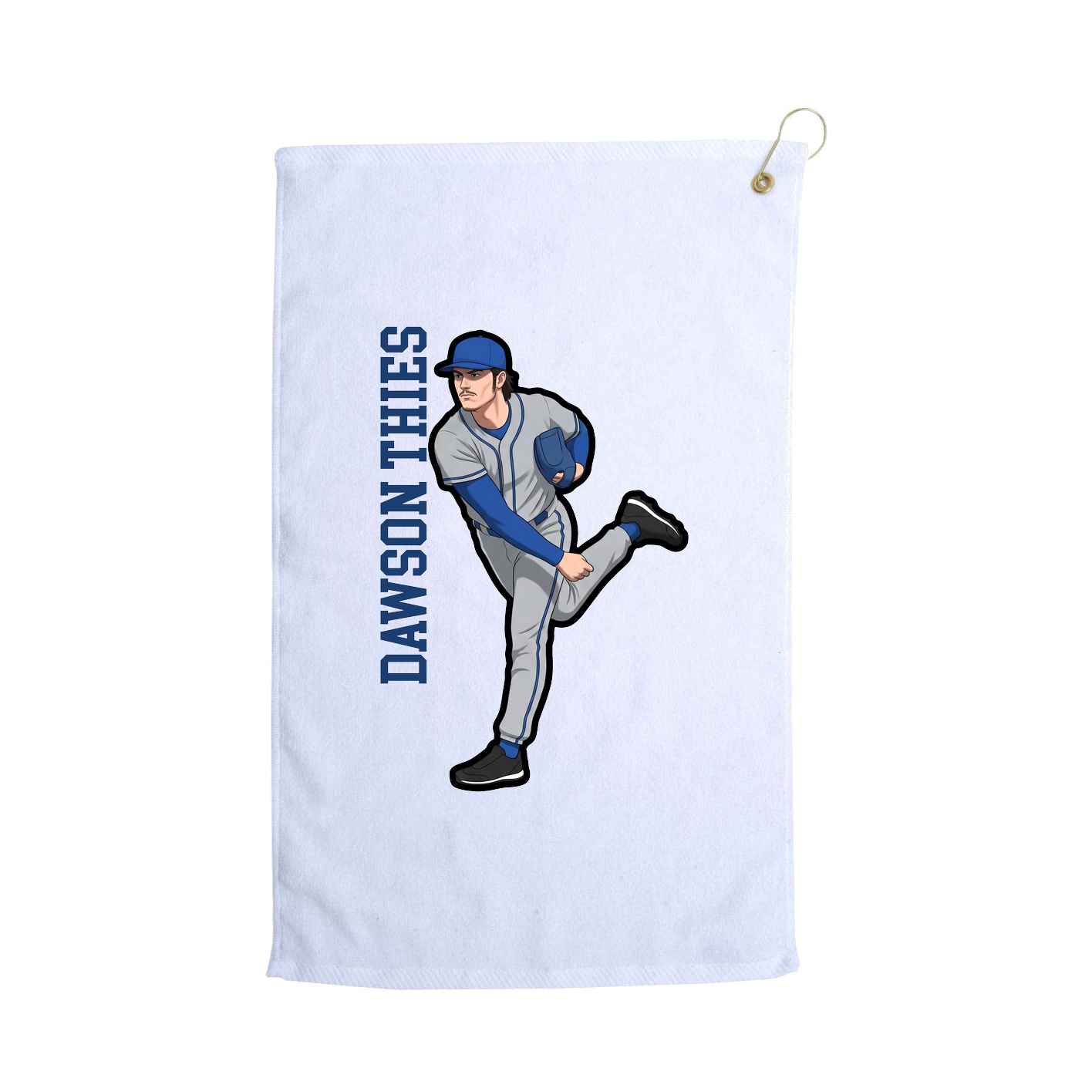 Golf Towel — Name Vertical in White