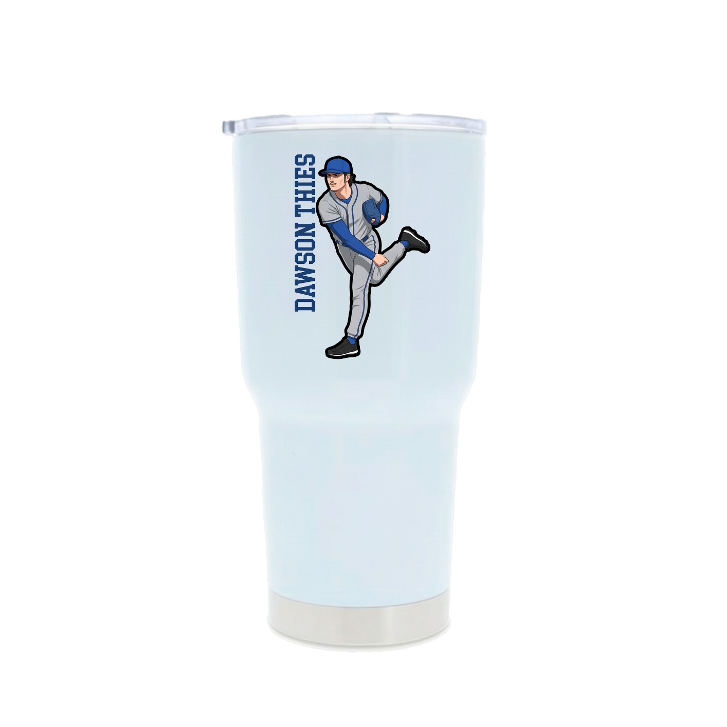 30oz Stainless Steel Tumbler — Name Vertical in White