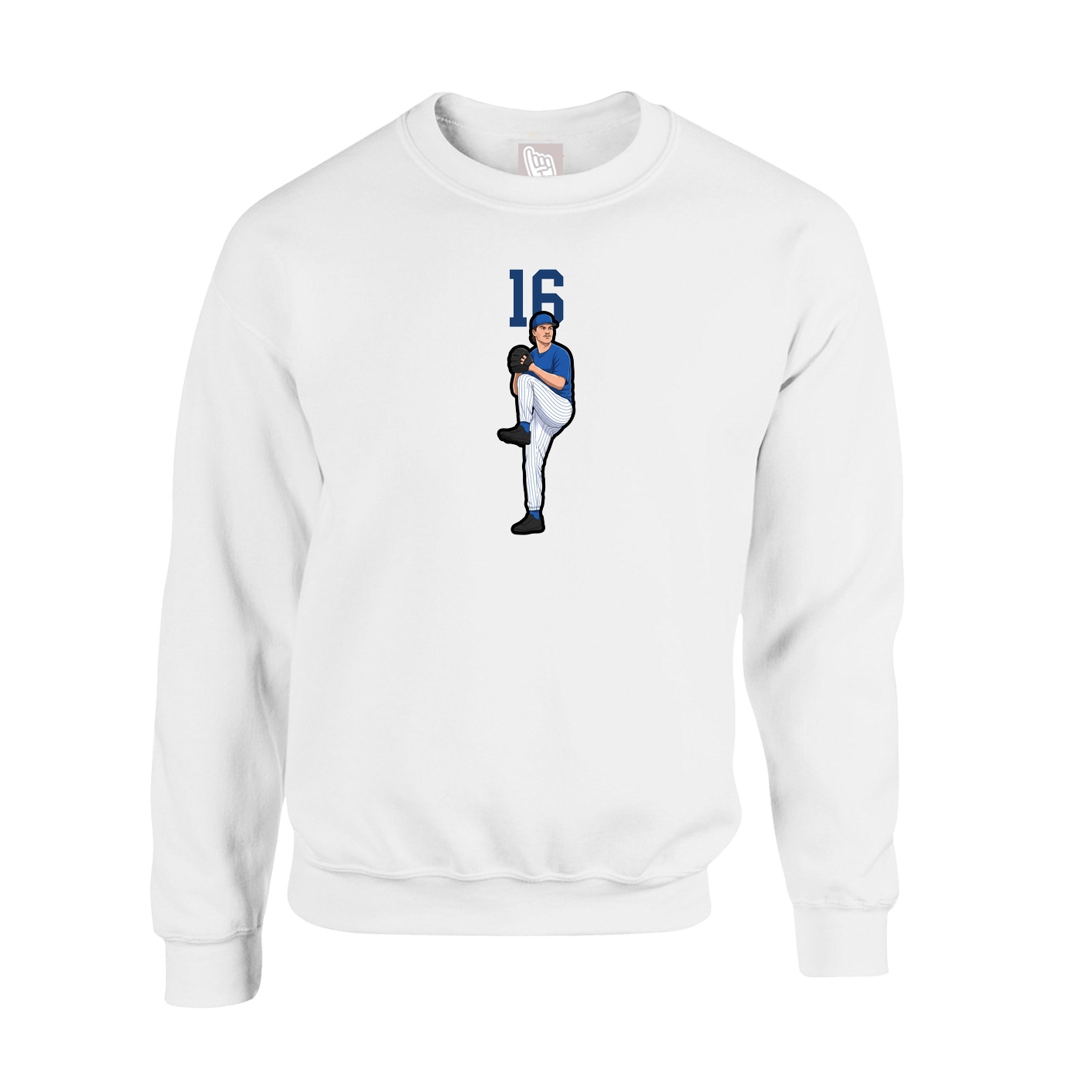 Fleece Crew — Number Top in White