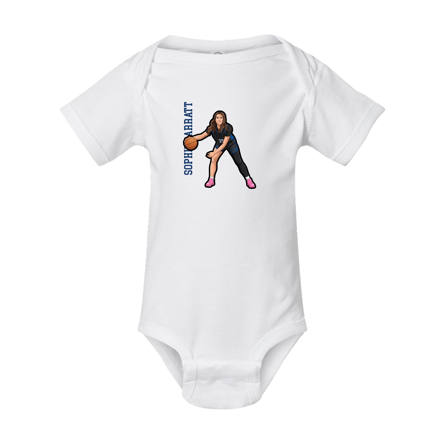 Baby Onesie — Name Vertical in White