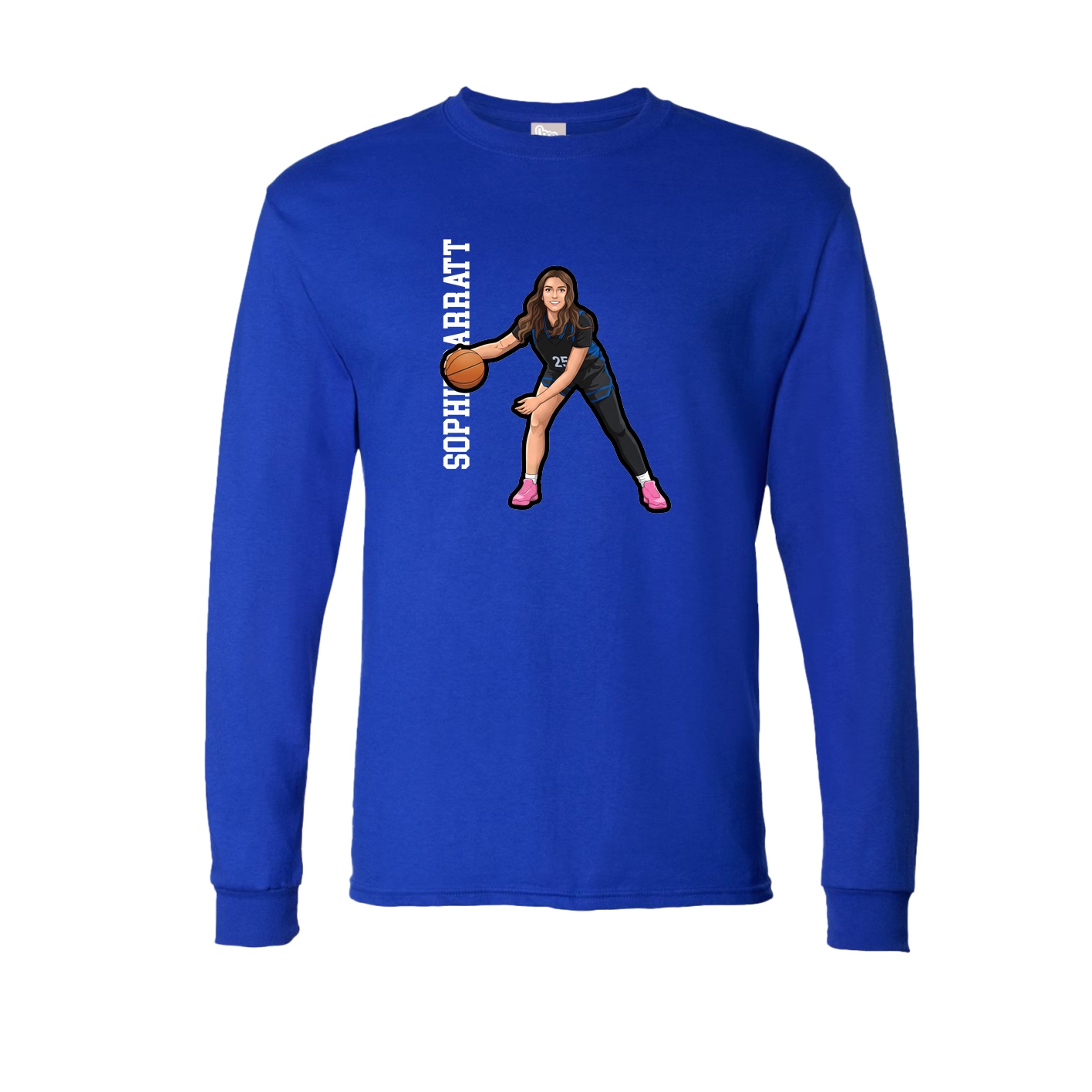 Long Sleeve Tee — Name Vertical in Royal