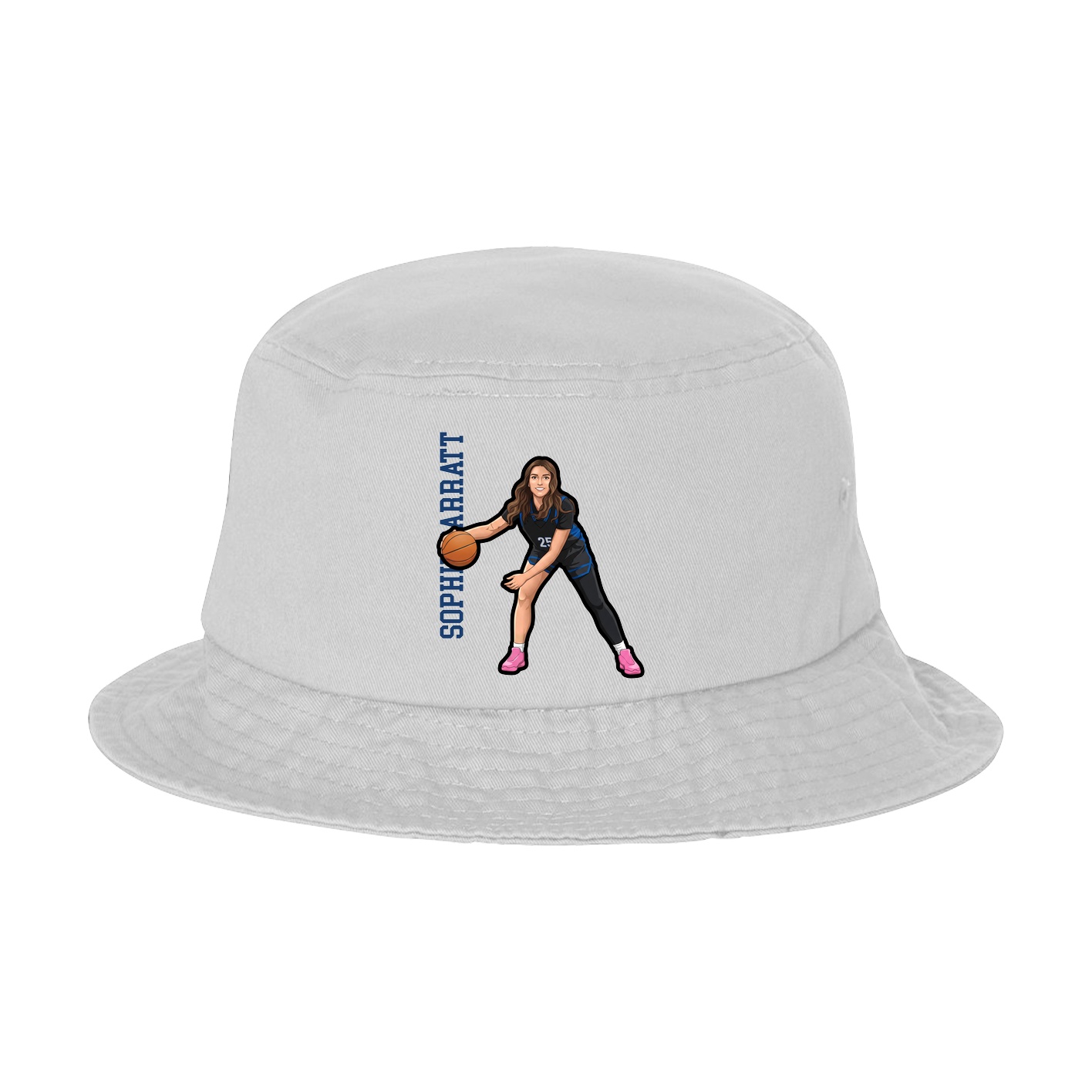 Bucket Cap — Name Vertical in White