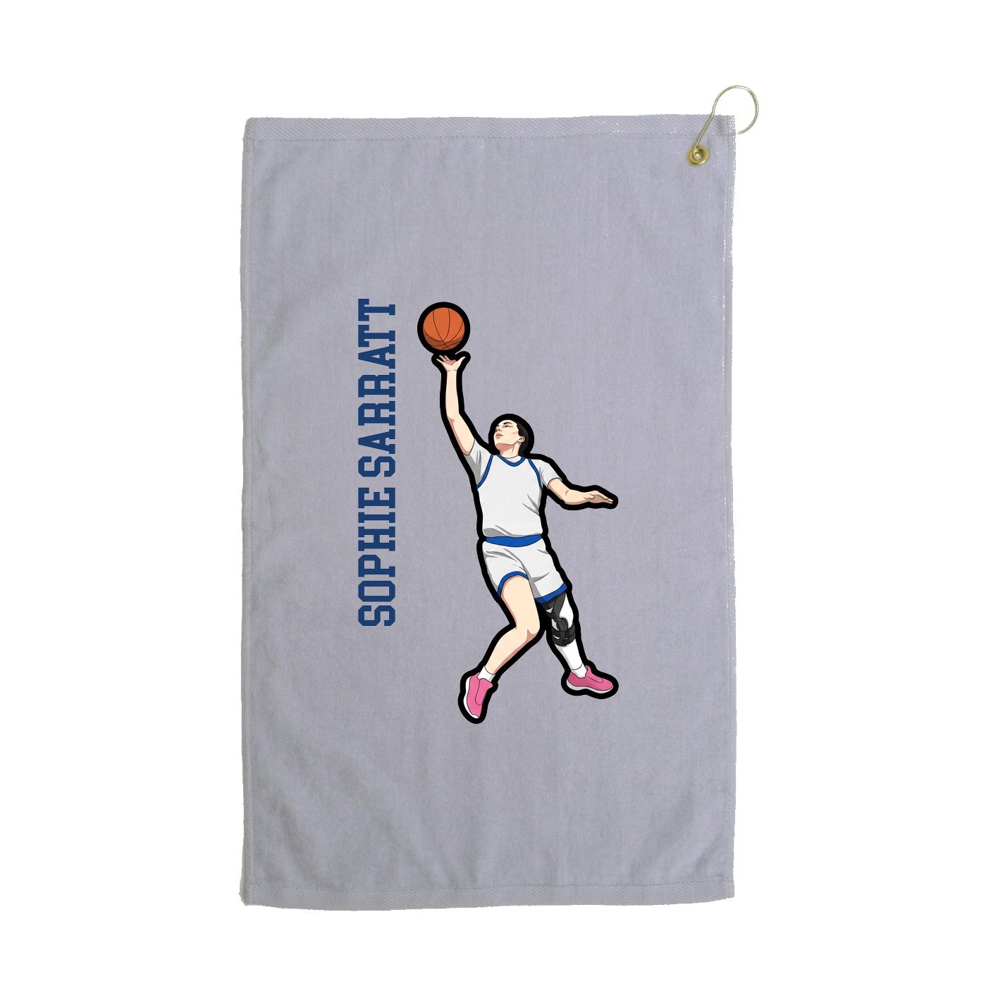 Golf Towel — Name Vertical in Grey