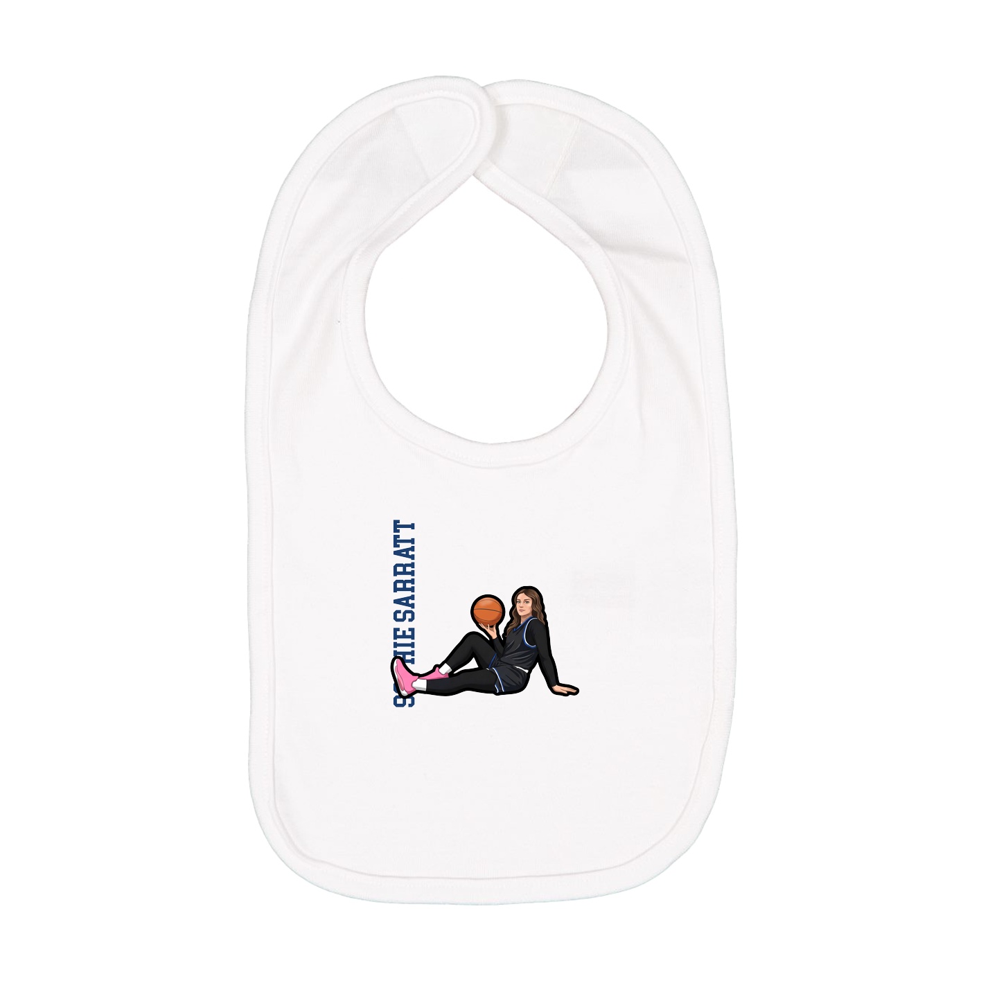 Infant Bib — Name Vertical in White