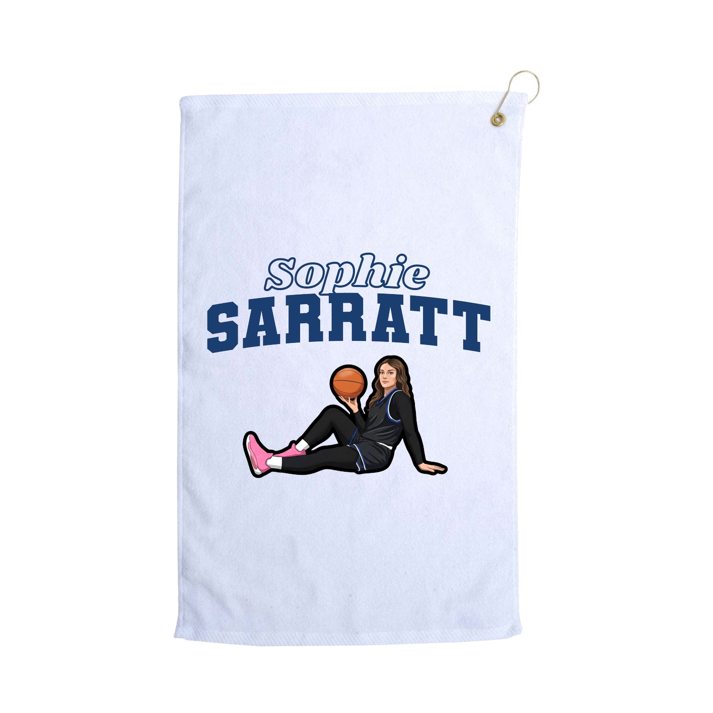 Golf Towel — Name Arch in White