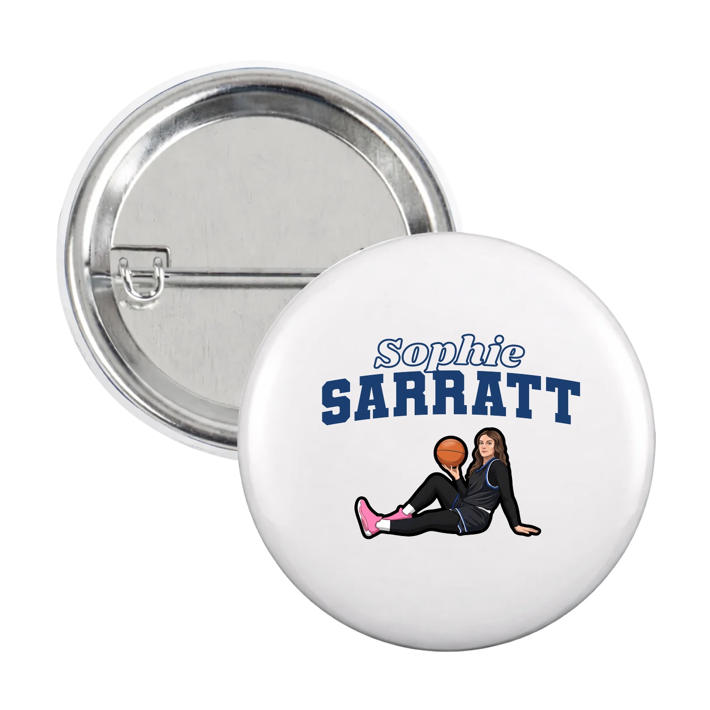 Game Day Button — Name Arch in White