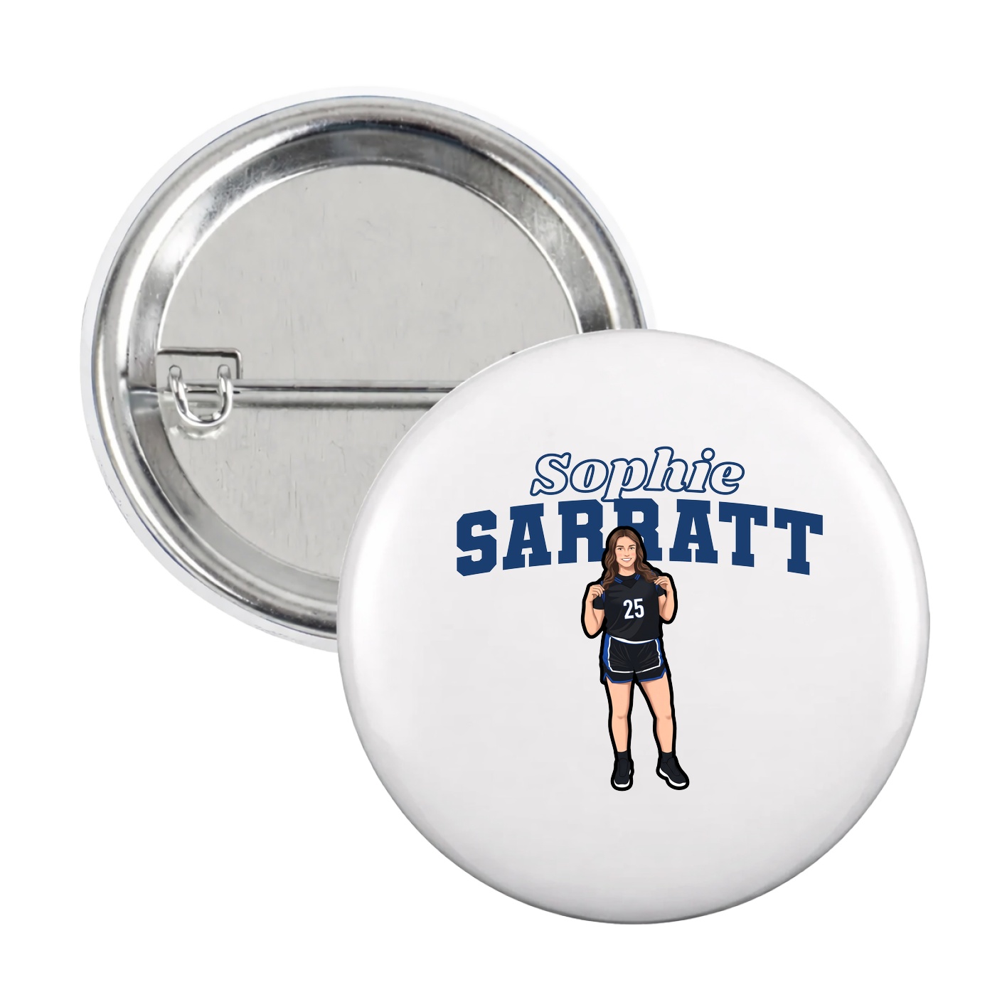 Game Day Button — Name Arch in White