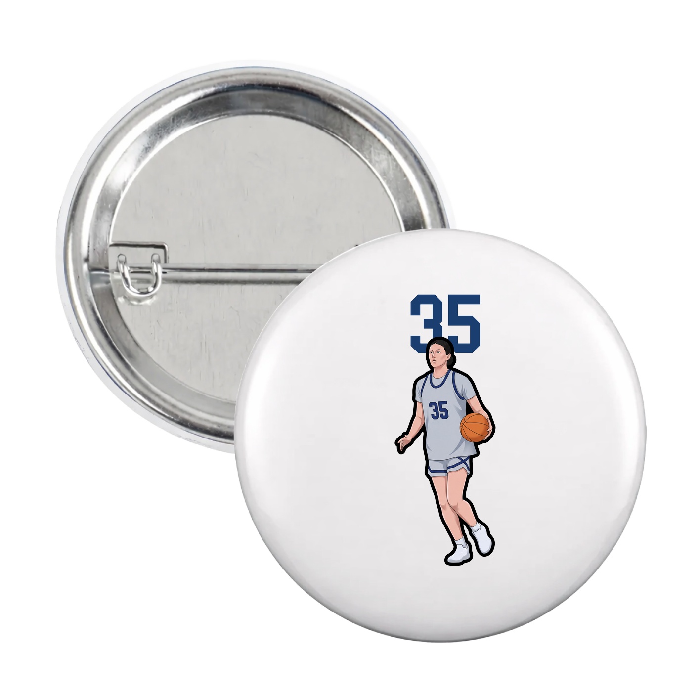 Game Day Button — Number Top in White